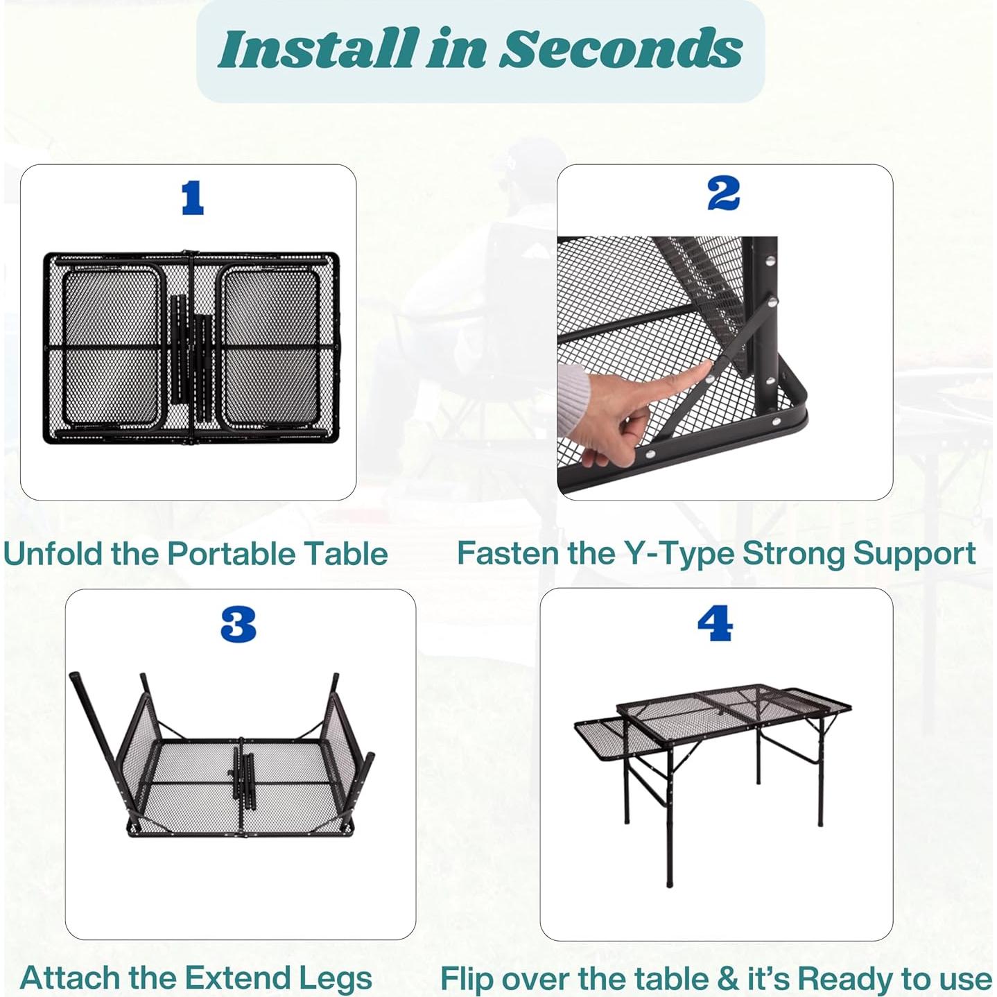 Mesa Plegable DAFRUM 1.34m Ajustable para Camping y Picnic
