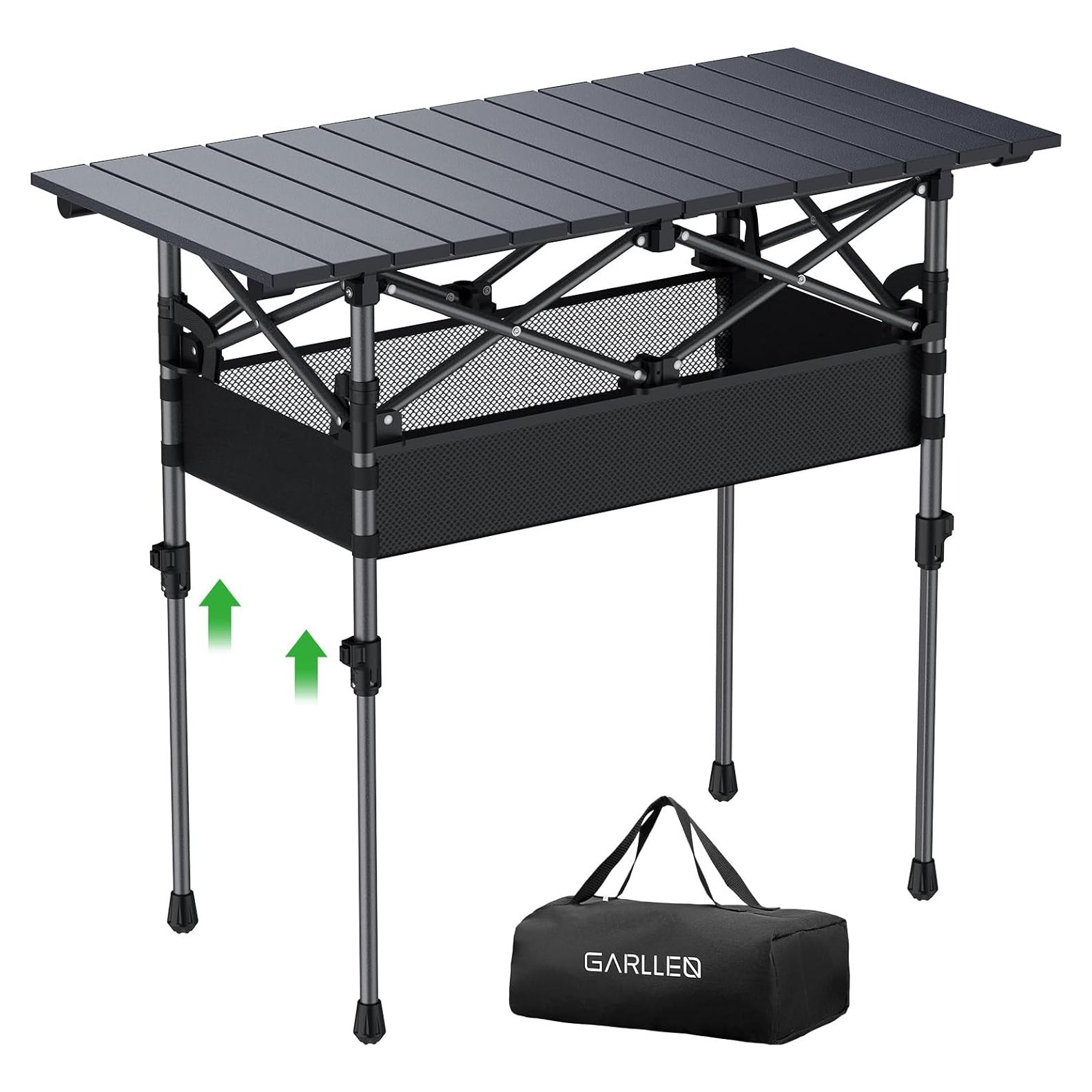 Mesa de Camping Plegable GARLLEN 32.2x15.7" Aluminio 2 Alturas