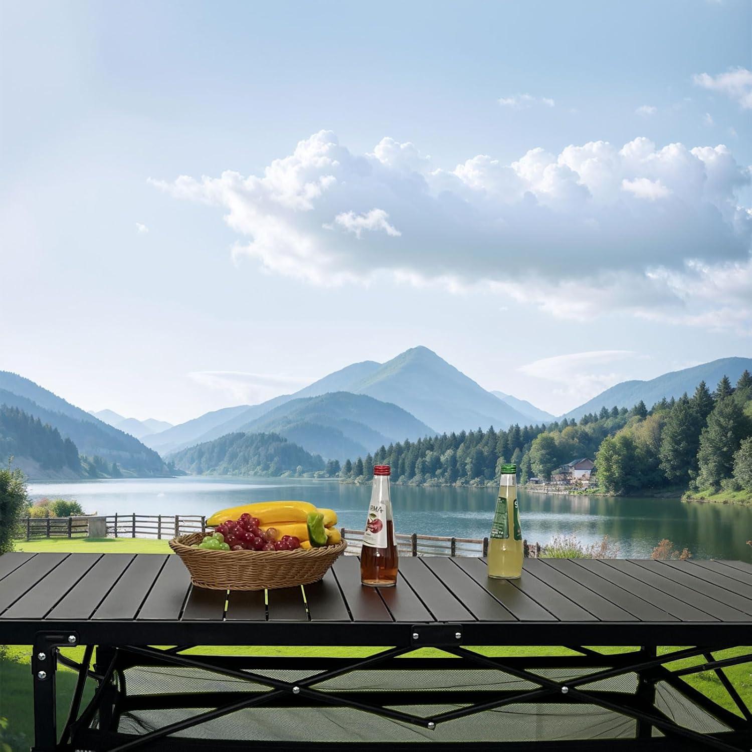 Mesa de Camping Plegable POEPORE 139.7x69.85cm para 4-6 Personas