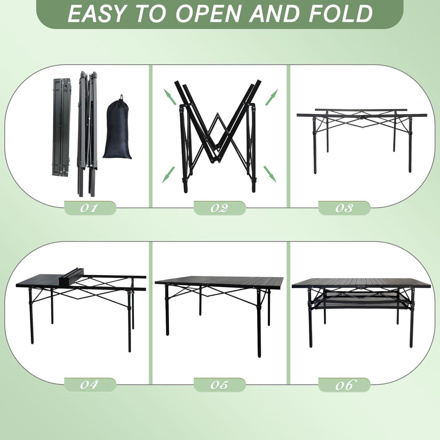 Mesa de Camping Plegable POEPORE 139.7x69.85cm para 4-6 Personas