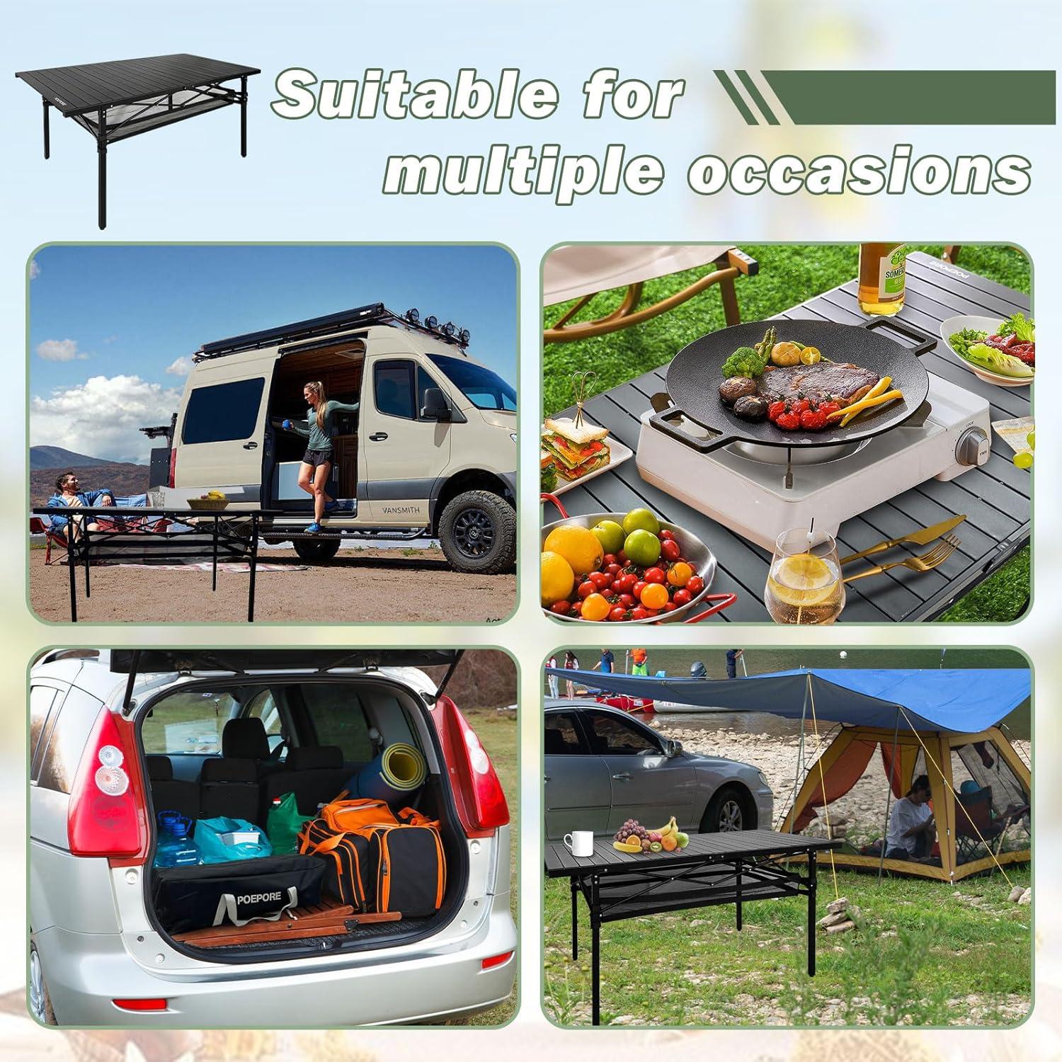 Mesa de Camping Plegable POEPORE 139.7x69.85cm para 4-6 Personas