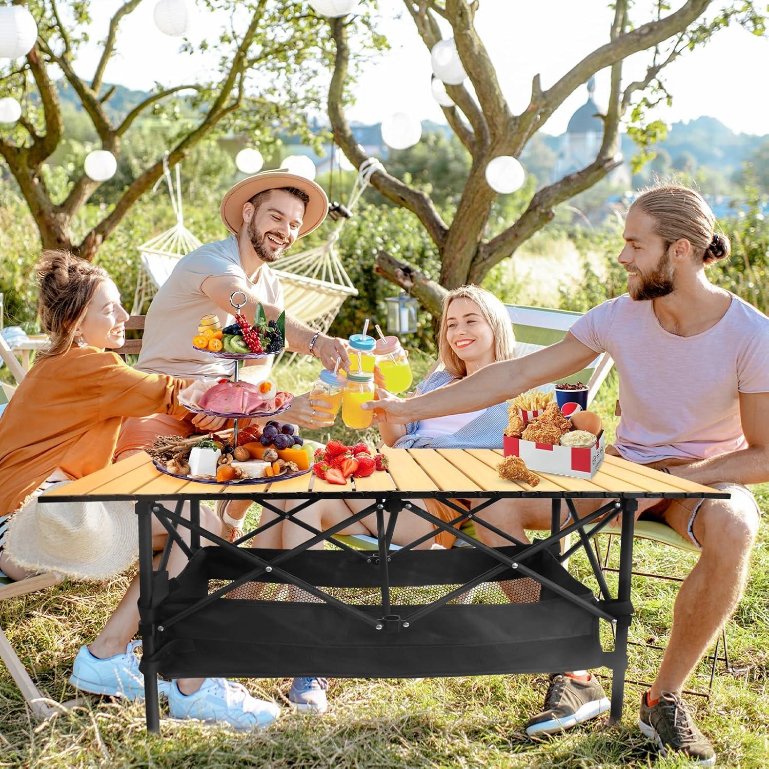 Mesa de Camping Plegable Biqissi 95.8x52.8cm para 6 Personas