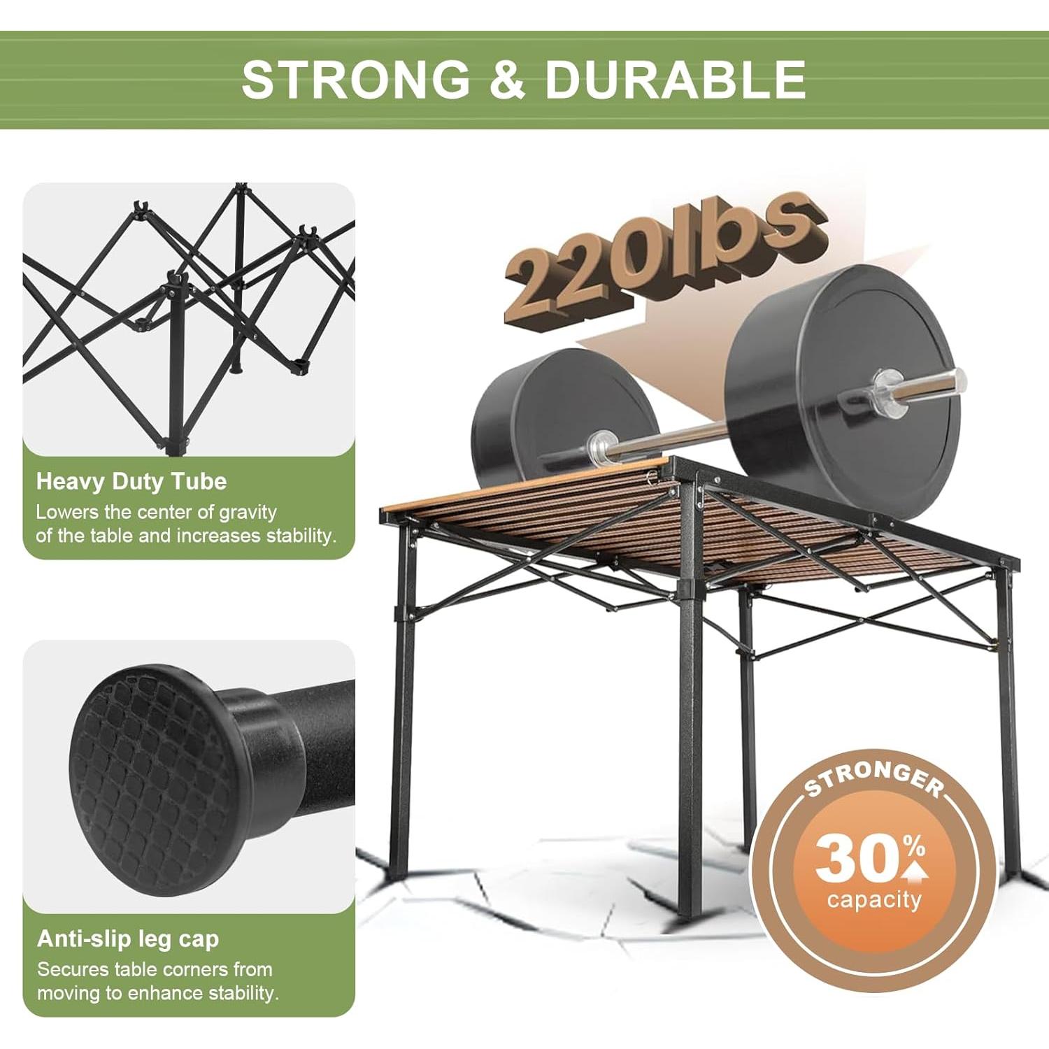 Mesa de Camping Plegable Biqissi 95.8x52.8cm para 6 Personas