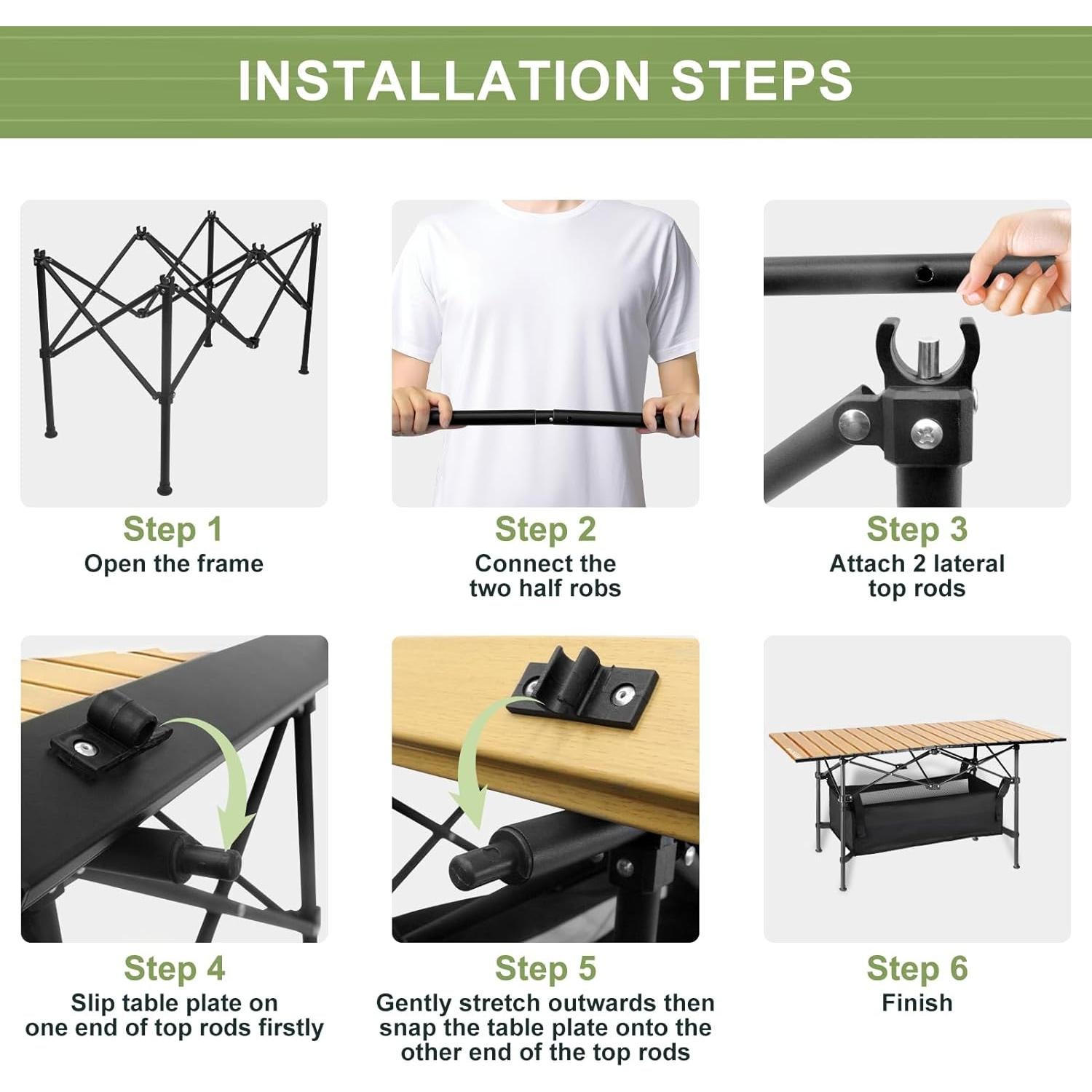 Mesa de Camping Plegable Biqissi 95.8x52.8cm para 6 Personas