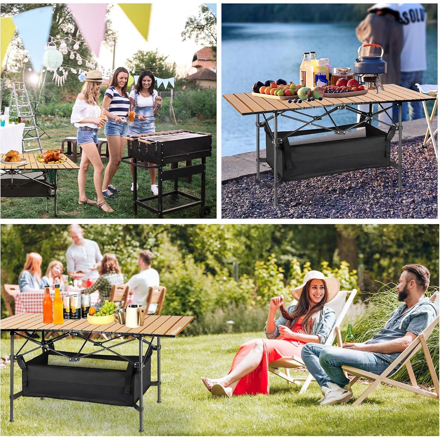 Mesa de Camping Plegable Biqissi 95.8x52.8cm para 6 Personas