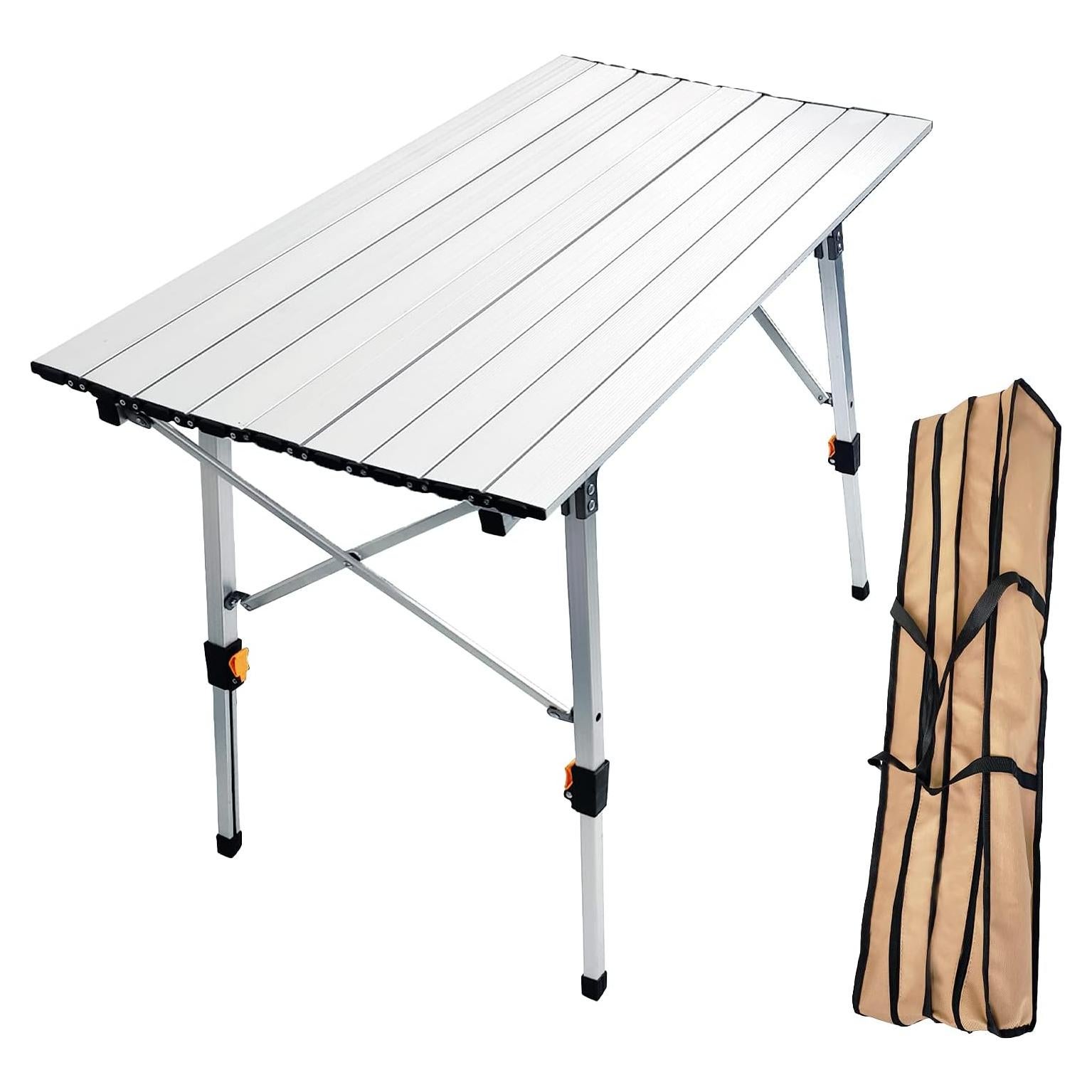 Mesa Plegable CampLand 90x52cm Altura Ajustable Aluminio