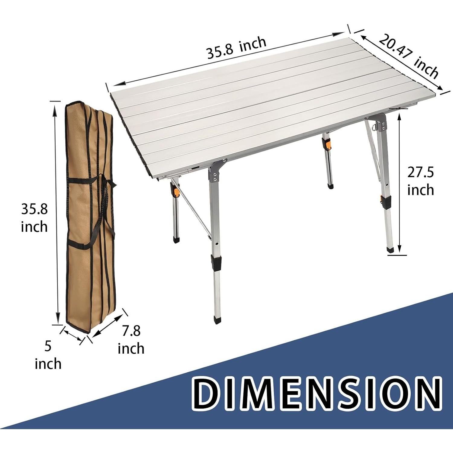 Mesa Plegable CampLand 90x52cm Altura Ajustable Aluminio