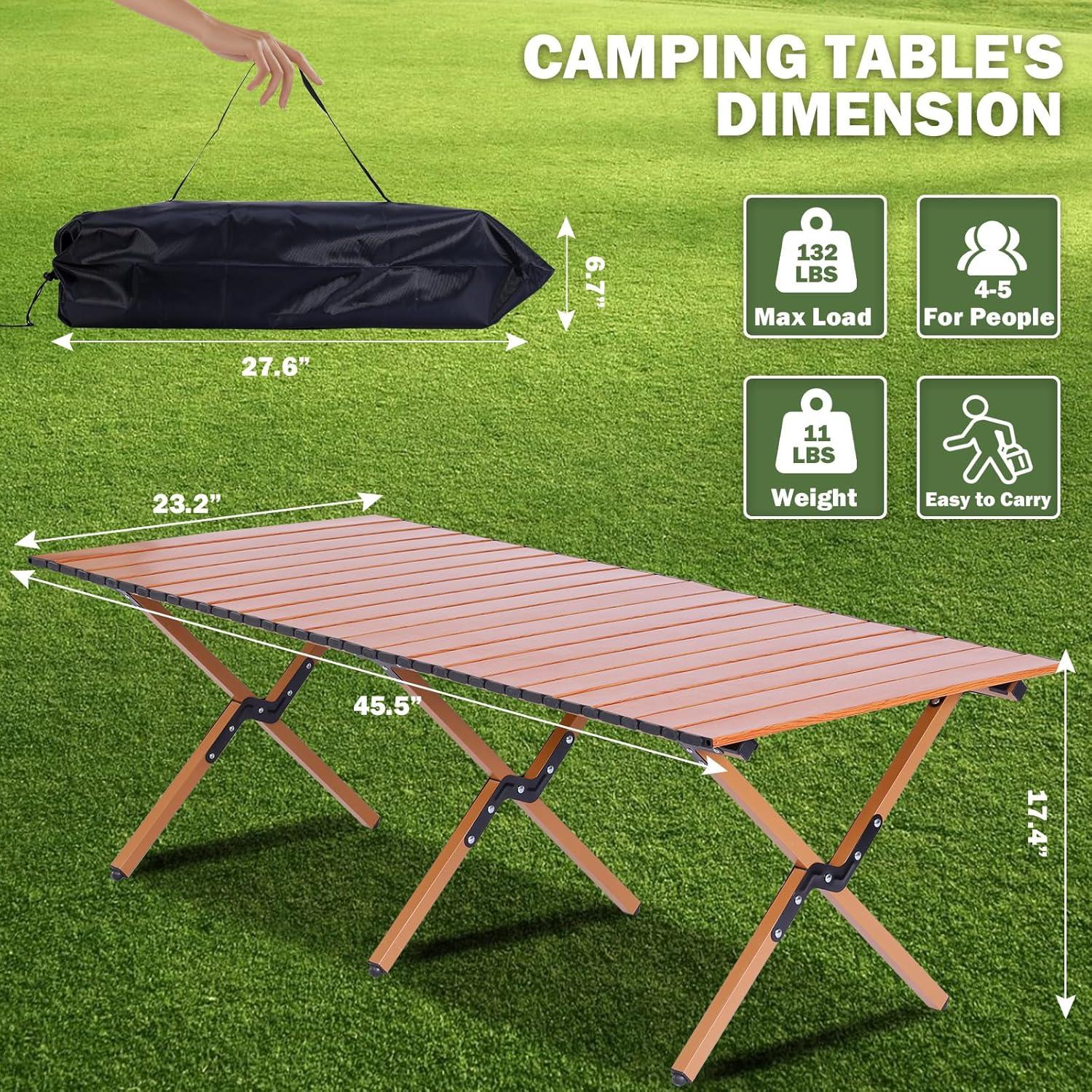 Mesa de Camping Plegable Verovita 115.6x58.9 cm para 6 Personas