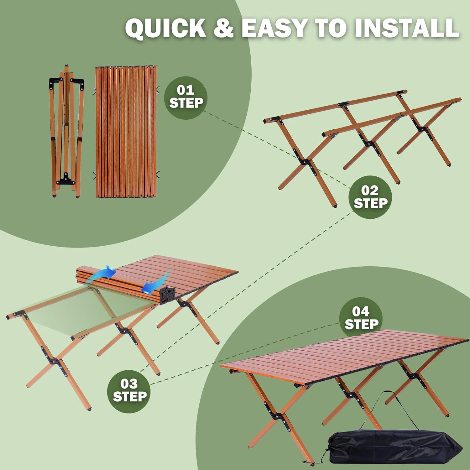 Mesa de Camping Plegable Verovita 115.6x58.9 cm para 6 Personas