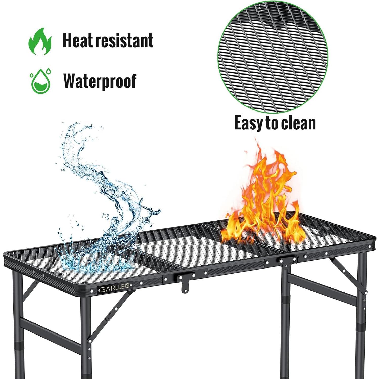 Mesa de Picnic Plegable GARLLEN 87x40 cm Ajustable 3 Alturas