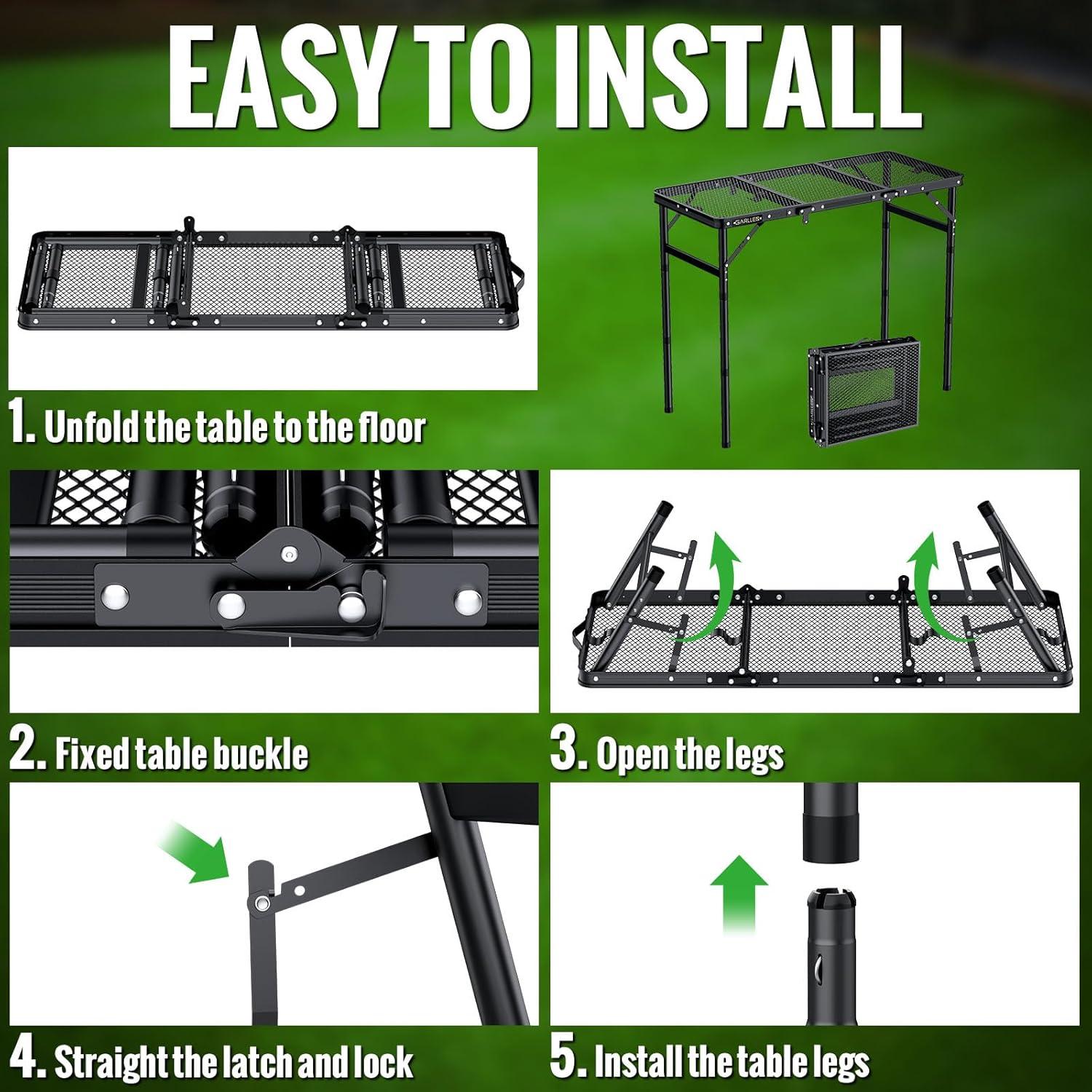 Mesa de Picnic Plegable GARLLEN 87x40 cm Ajustable 3 Alturas