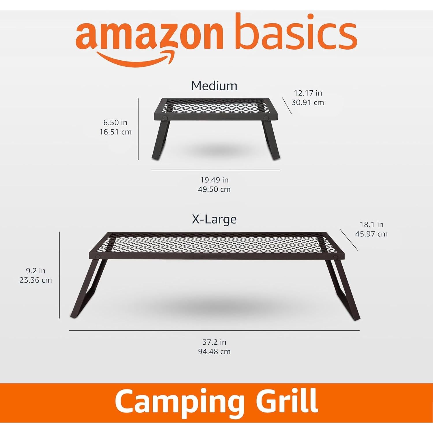 Rejilla de Parrilla Portátil Amazon Basics 49.5x30.5cm Acero Negro