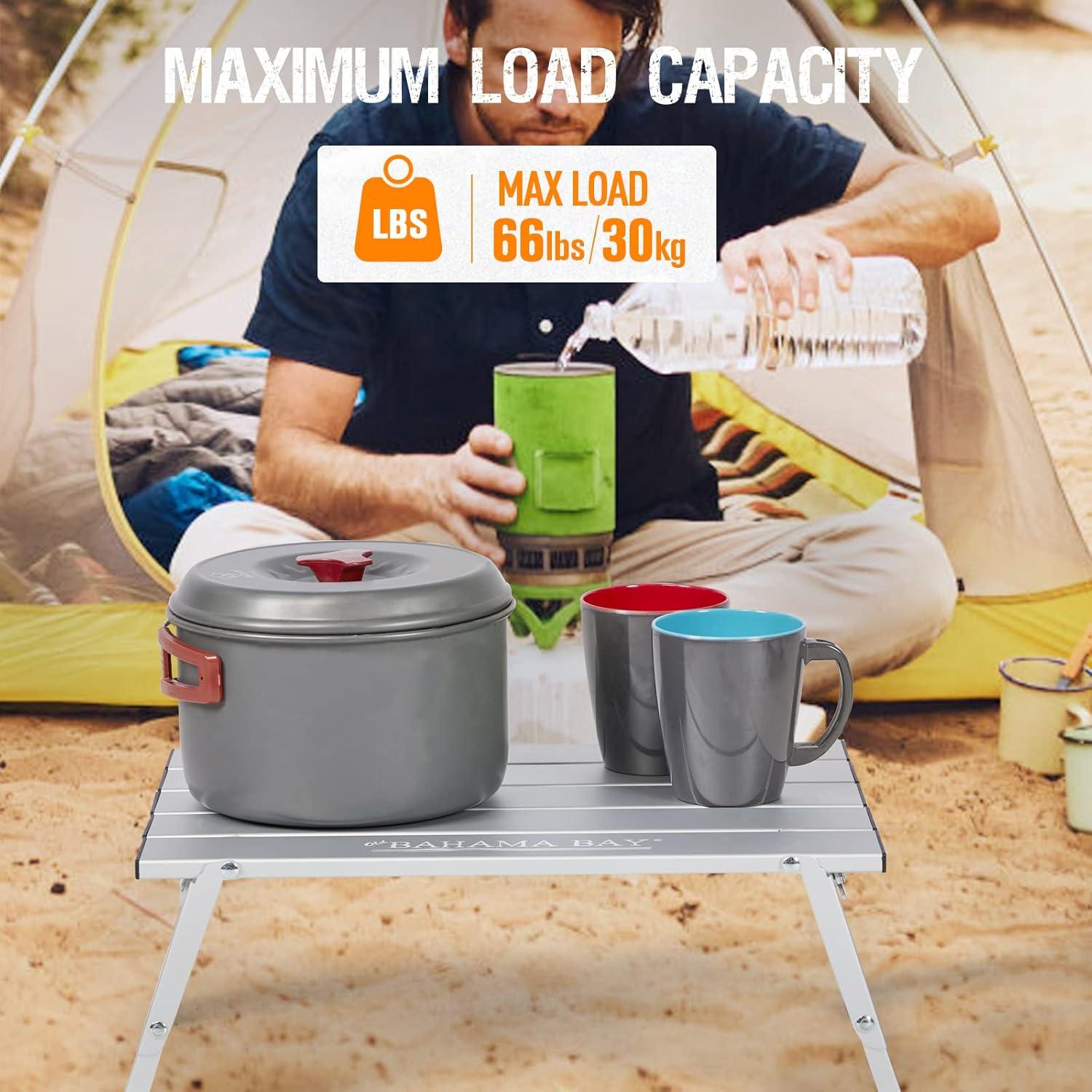 Ultralight Aluminum Mini Table, 66lbs/30kg Weight Capacity, Foldable Small Beach Table with Retractable Legs,Suitable for Picnic Camping Outdoor Hiking