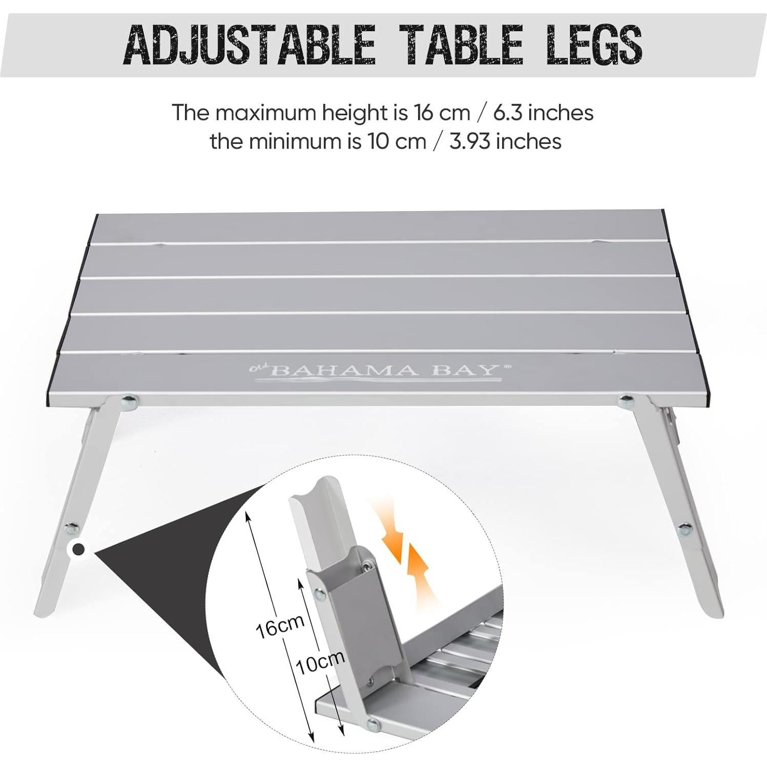 Ultralight Aluminum Mini Table, 66lbs/30kg Weight Capacity, Foldable Small Beach Table with Retractable Legs,Suitable for Picnic Camping Outdoor Hiking