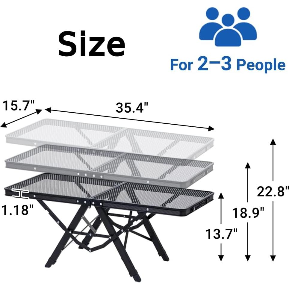 Folding Camping Grill Table 3ft x 1.3ft, Heat Resistant Tabletop Heavy Duty 111lbs, Portable Adjustable Picnic BBQ Outdoor Easy to Use Black (Black, 3ft x 1.3ft - 111lbs)