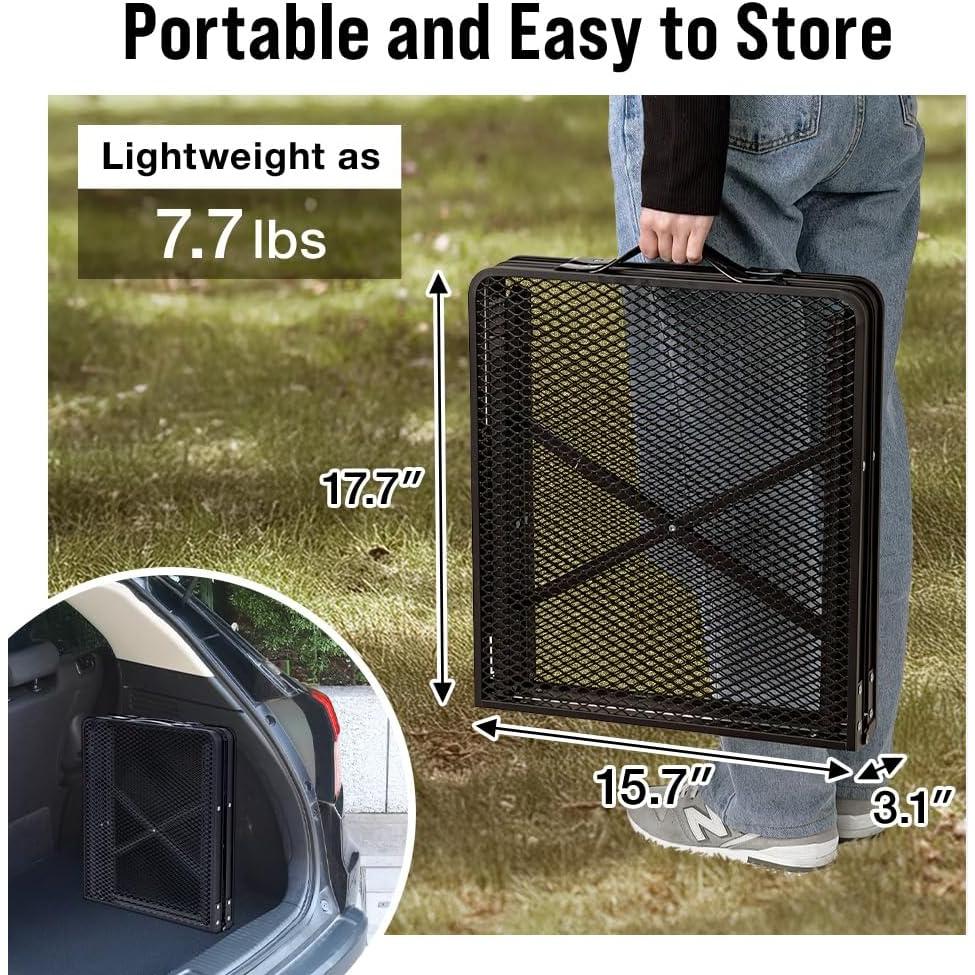 Folding Camping Grill Table 3ft x 1.3ft, Heat Resistant Tabletop Heavy Duty 111lbs, Portable Adjustable Picnic BBQ Outdoor Easy to Use Black (Black, 3ft x 1.3ft - 111lbs)