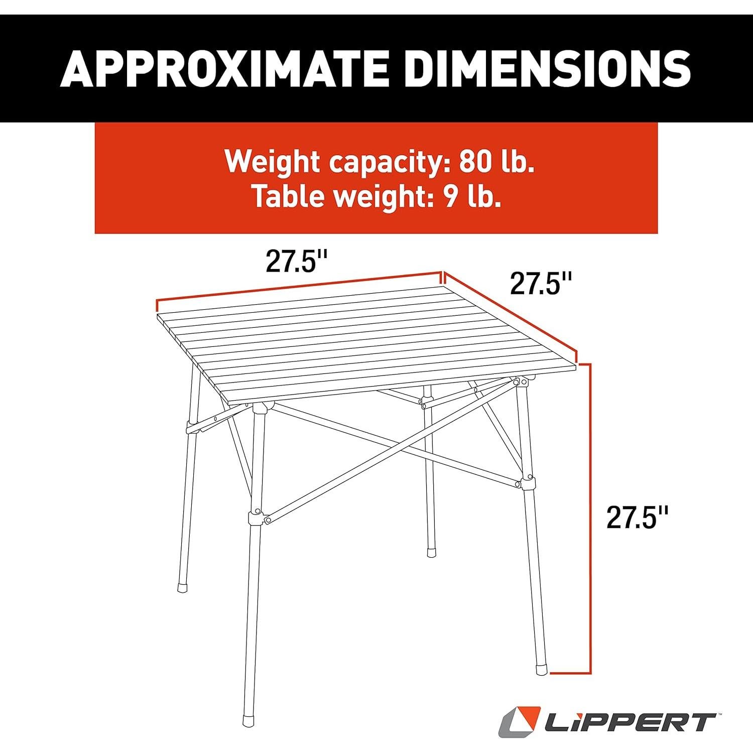 Mesa de Camping Plegable Lippert Híbrida HD 70x70 cm Gris
