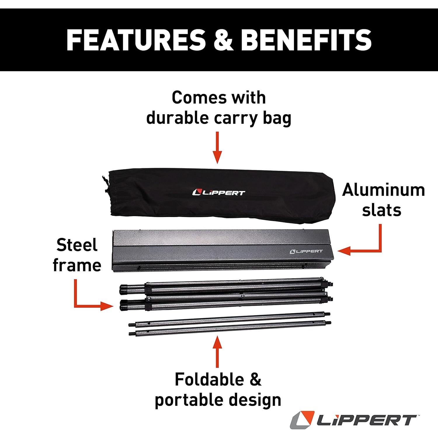 Mesa de Camping Plegable Lippert Híbrida HD 70x70 cm Gris