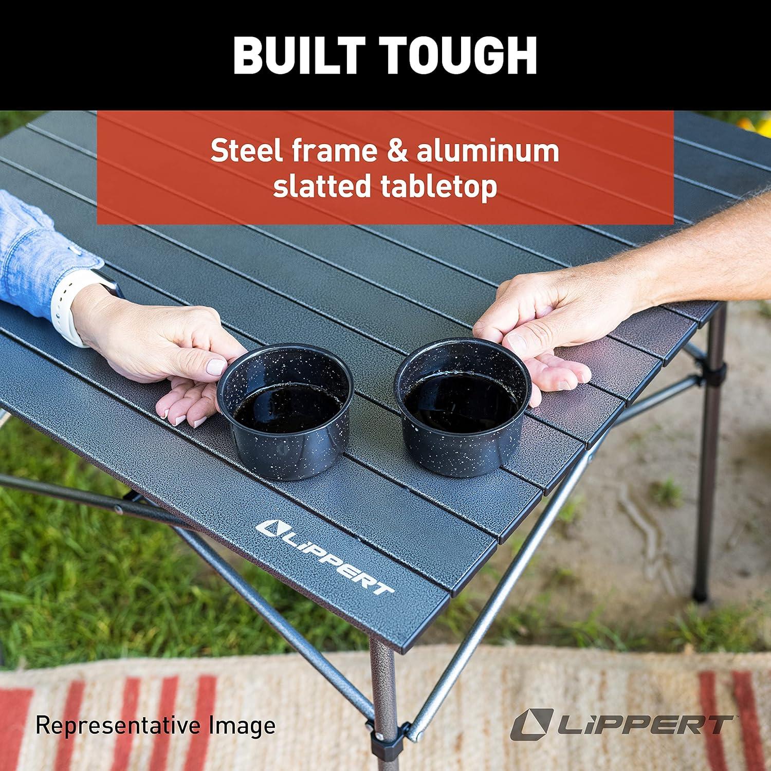 Mesa de Camping Plegable Lippert Híbrida HD 70x70 cm Gris