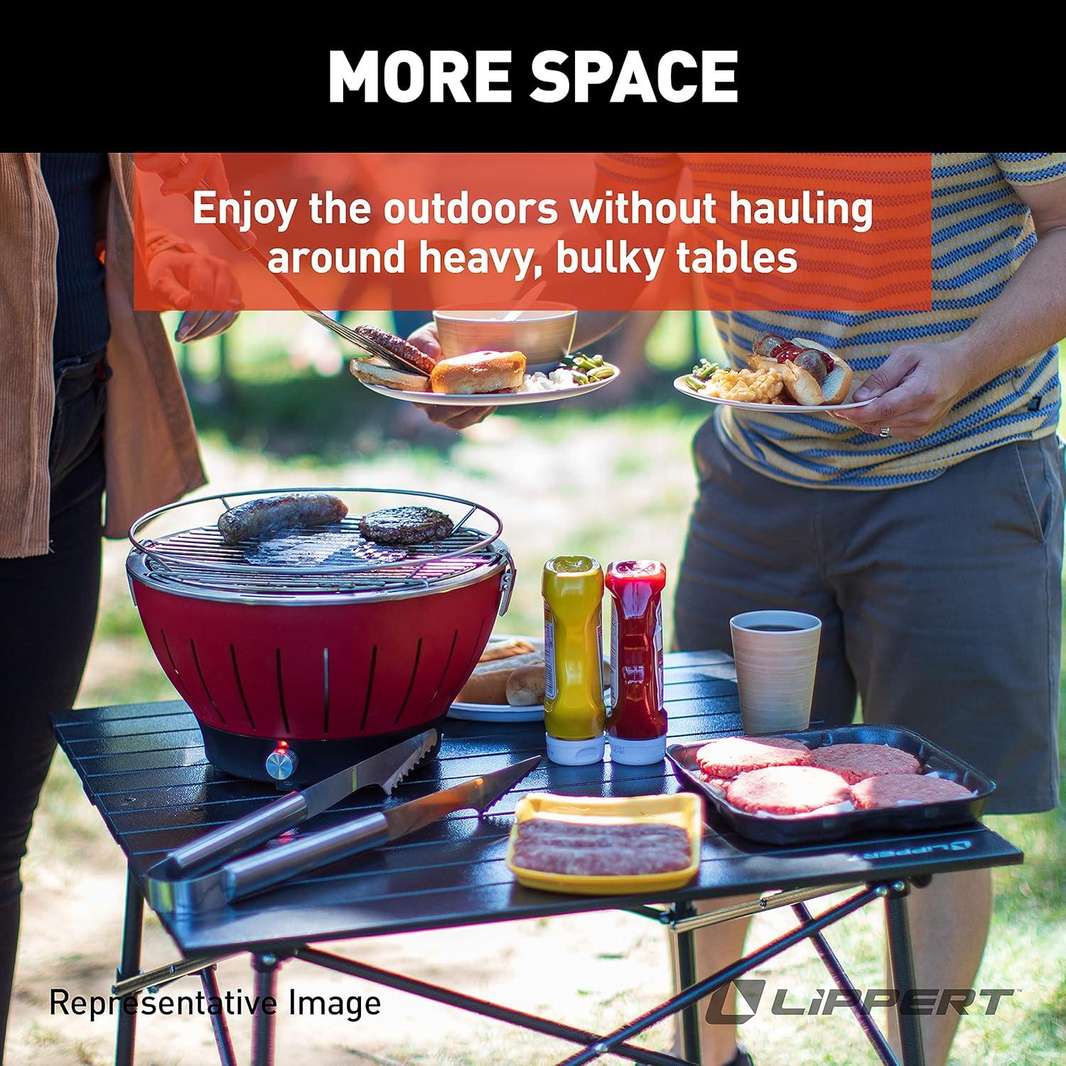 Mesa de Camping Plegable Lippert Híbrida HD 70x70 cm Gris