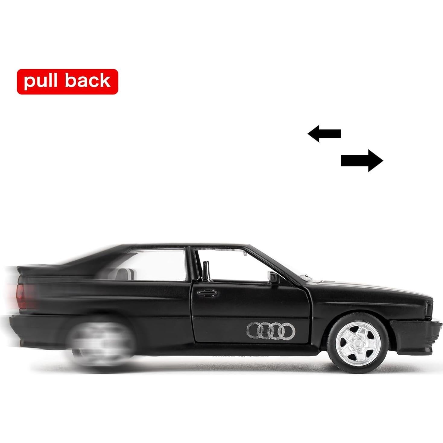 Audi Quattro 1980 1:36 Metal Retroceso Negro Juguete