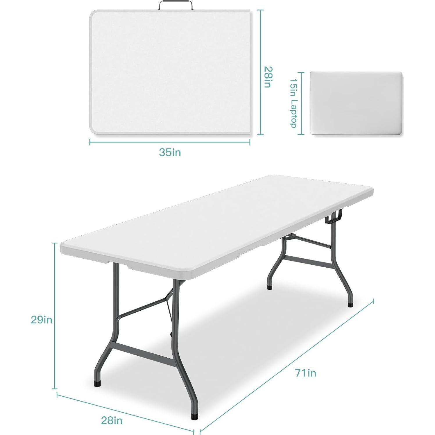 Mesa Plegable Blanca Genérico 1.83 m para Interior y Exterior