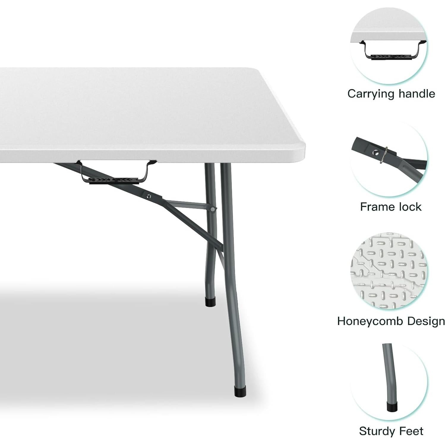 Mesa Plegable Blanca Genérico 1.83 m para Interior y Exterior