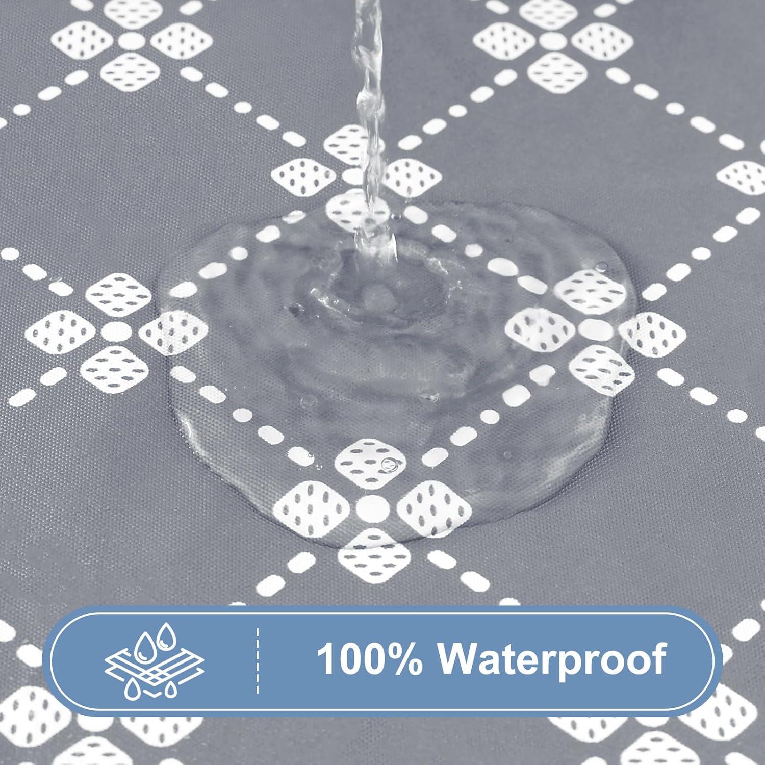 misaya Rectangle Vinyl Table Cloth, Elastic Fitted Tablecloth with Flannel Backing, Waterproof Plastic Table Cover Fits 6 Foot Folding Tables for Camping, Indoor and Outdoor (Grey, 30" x 72")