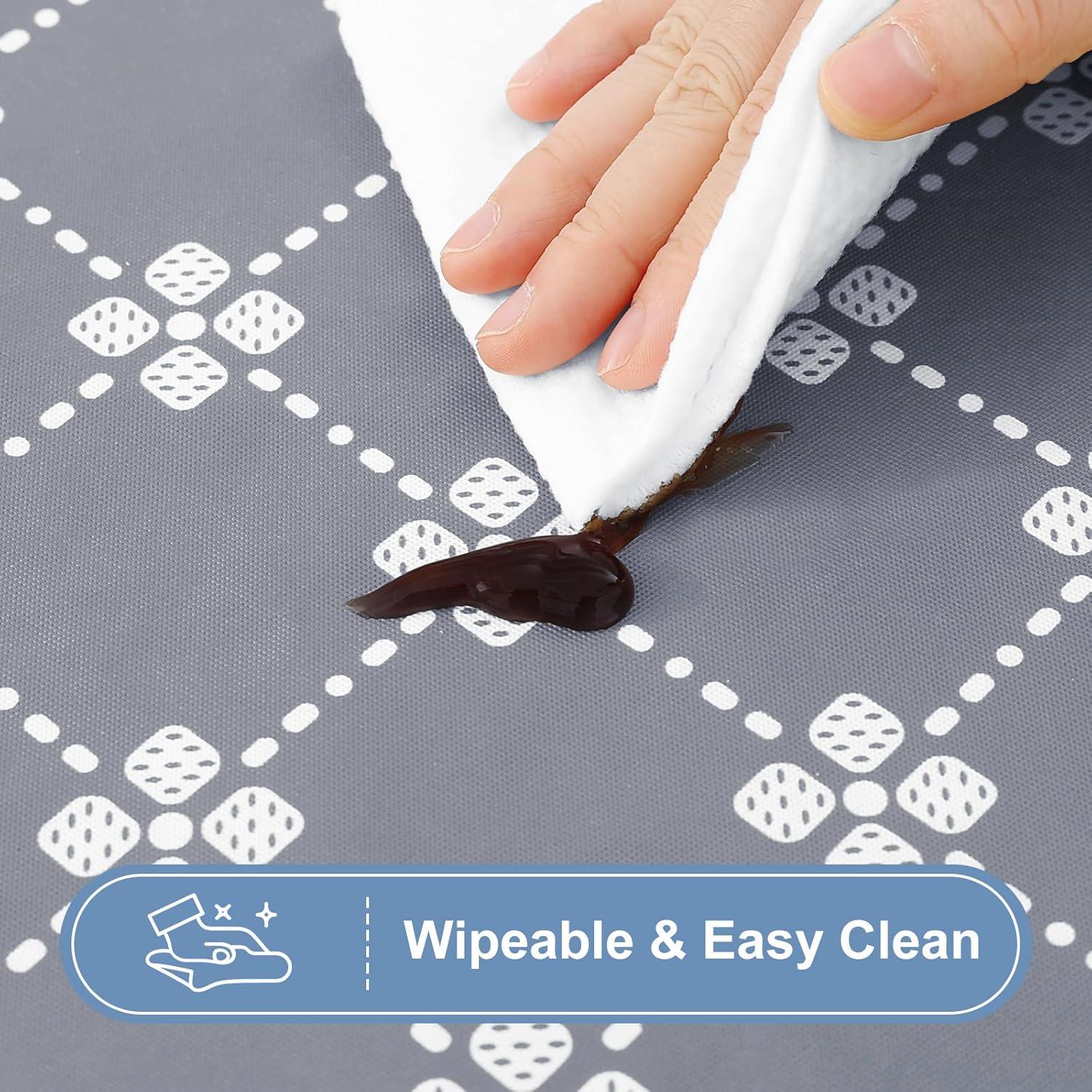 misaya Rectangle Vinyl Table Cloth, Elastic Fitted Tablecloth with Flannel Backing, Waterproof Plastic Table Cover Fits 6 Foot Folding Tables for Camping, Indoor and Outdoor (Grey, 30" x 72")