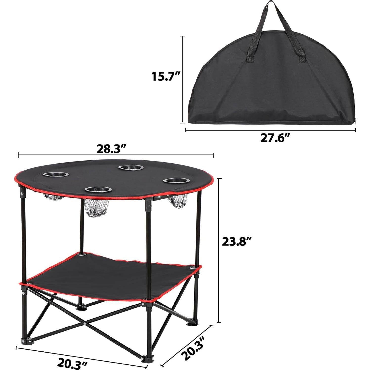 Mesa de Picnic Plegable SUPER DEAL 72x72cm Negra y Roja