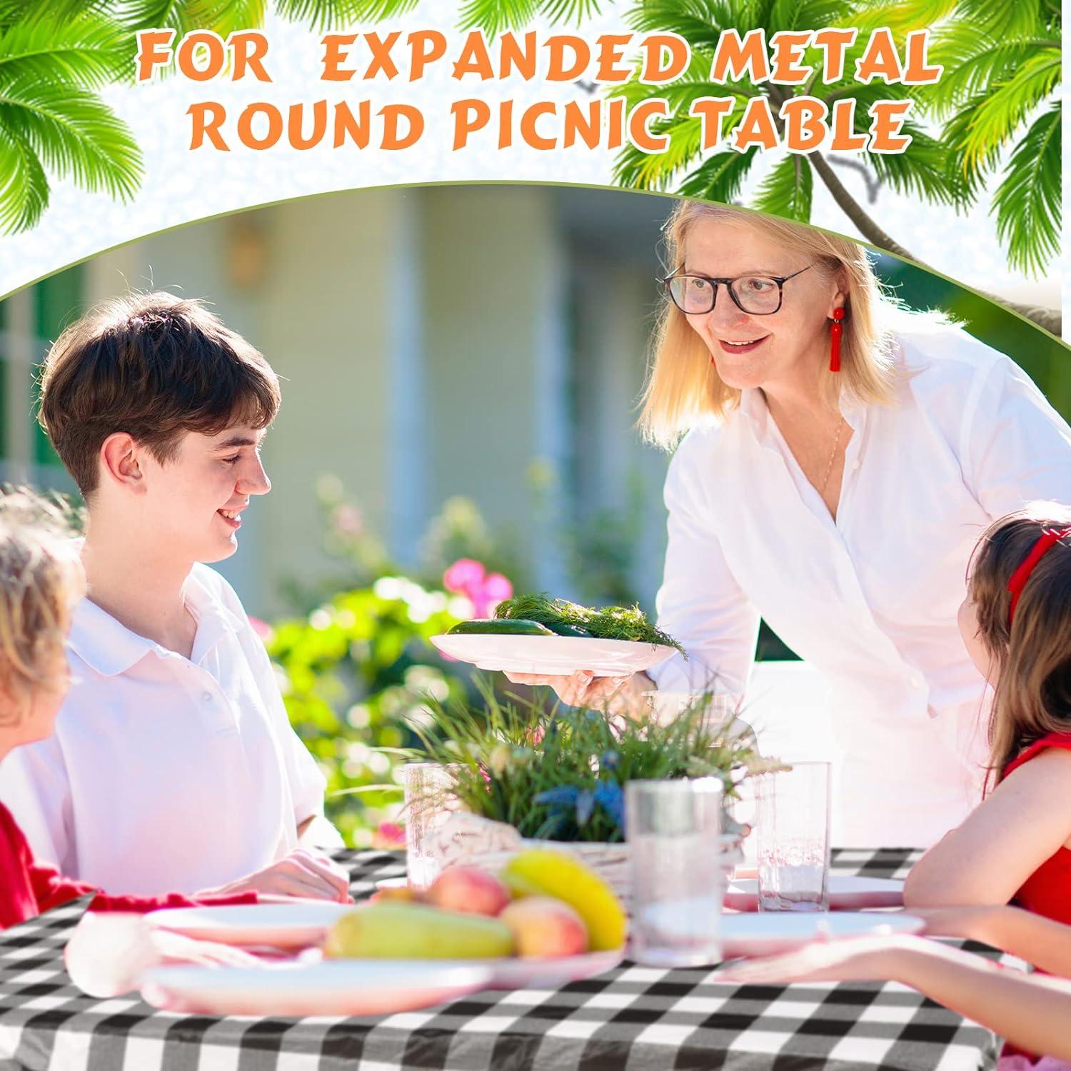 Moukeren 3 Pieces Picnic Table Cover for Kids with Bench Covers Fitted Tablecloth for Outdoors Vinyl Waterproof Cloth for Camping Home Goods Indoor Outdoor Patio BBQ(Black, White)