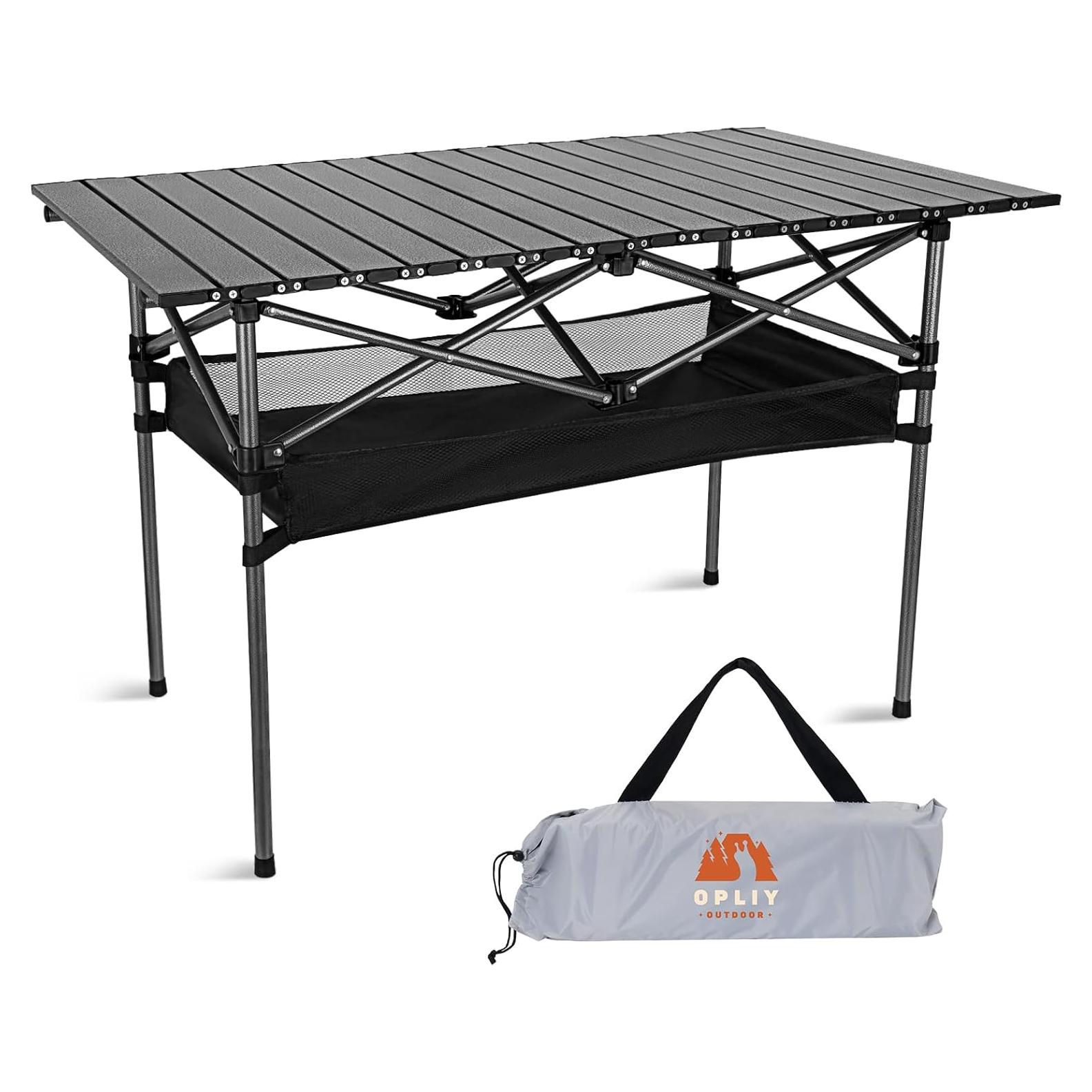 Mesa de Camping Plegable Opliy 100 cm Aluminio Gris Metalizado