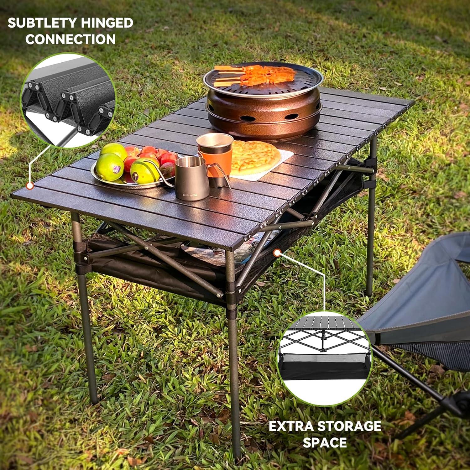 Mesa de Camping Plegable Opliy 100 cm Aluminio Gris Metalizado