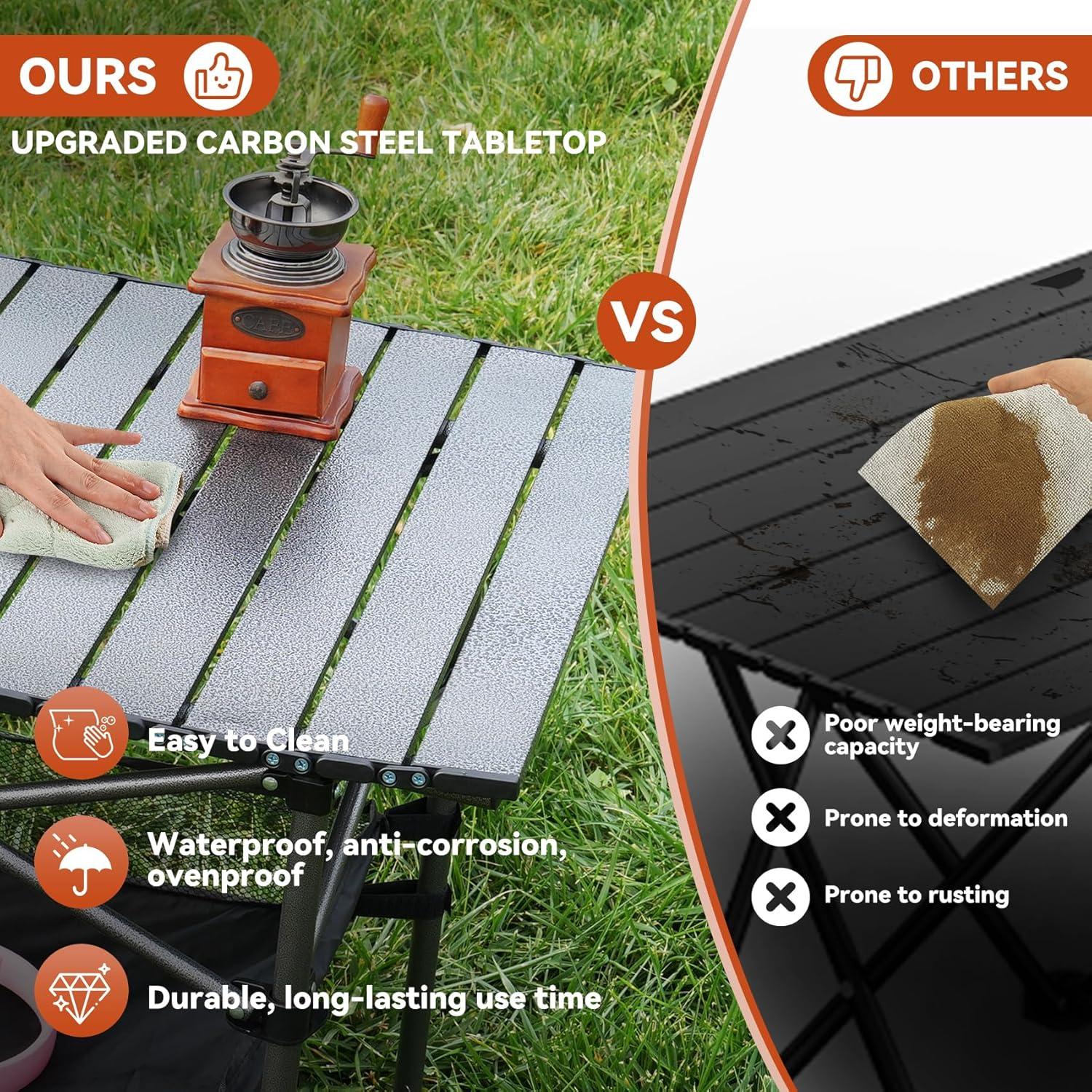 Mesa de Camping Plegable Opliy 100 cm Aluminio Gris Metalizado