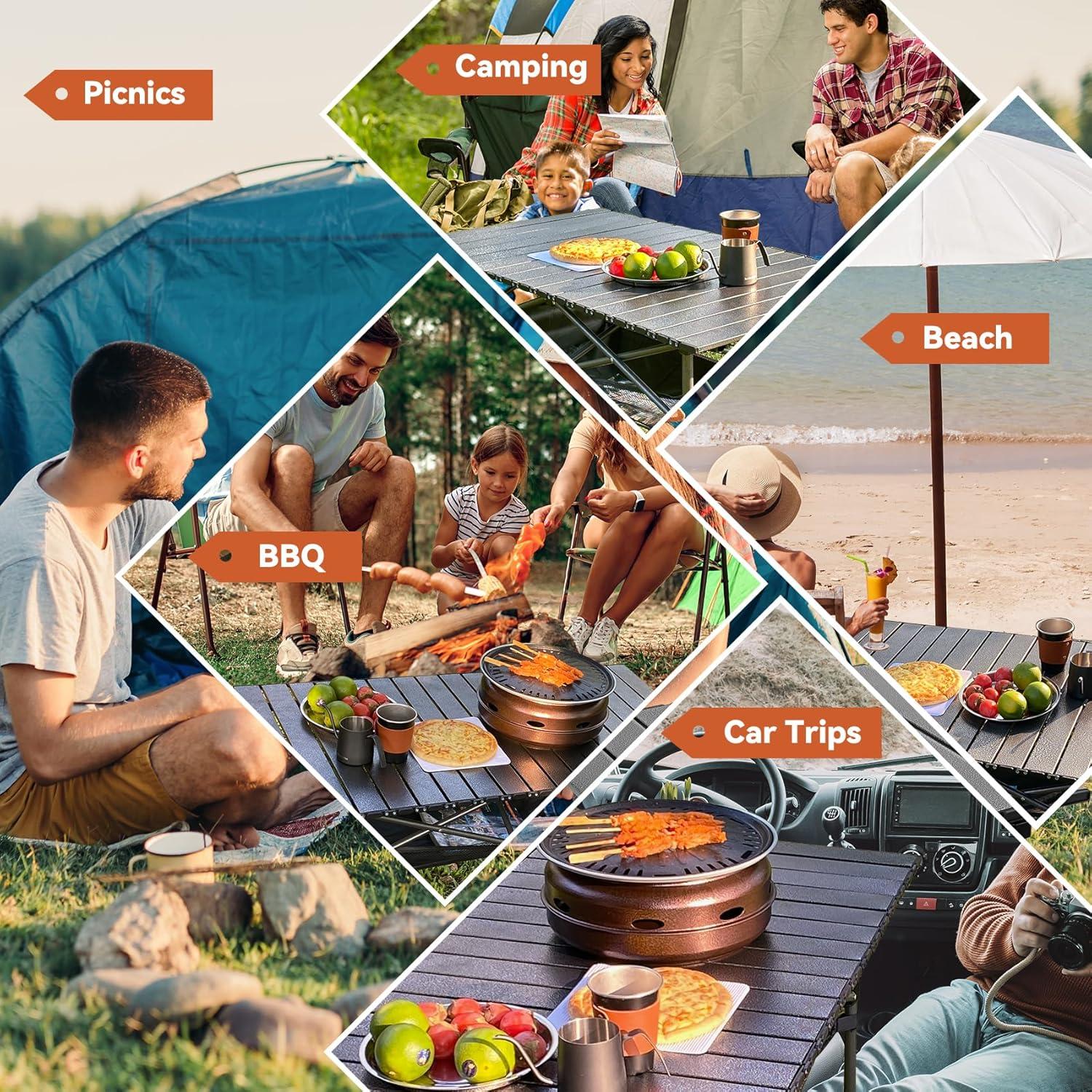 Mesa de Camping Plegable Opliy 100 cm Aluminio Gris Metalizado