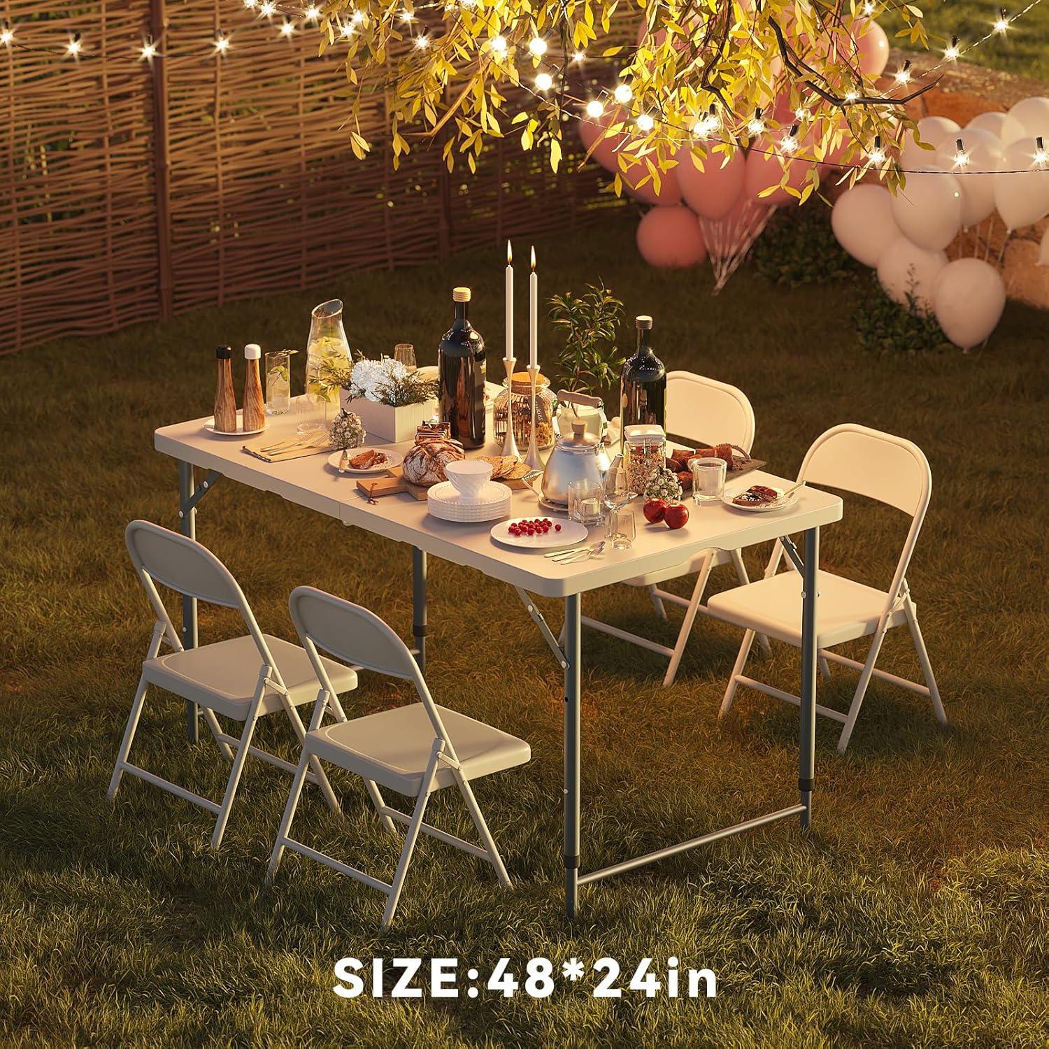 Mesa Plegable Nazhura 1.22m Blanca, Resistente y Portátil