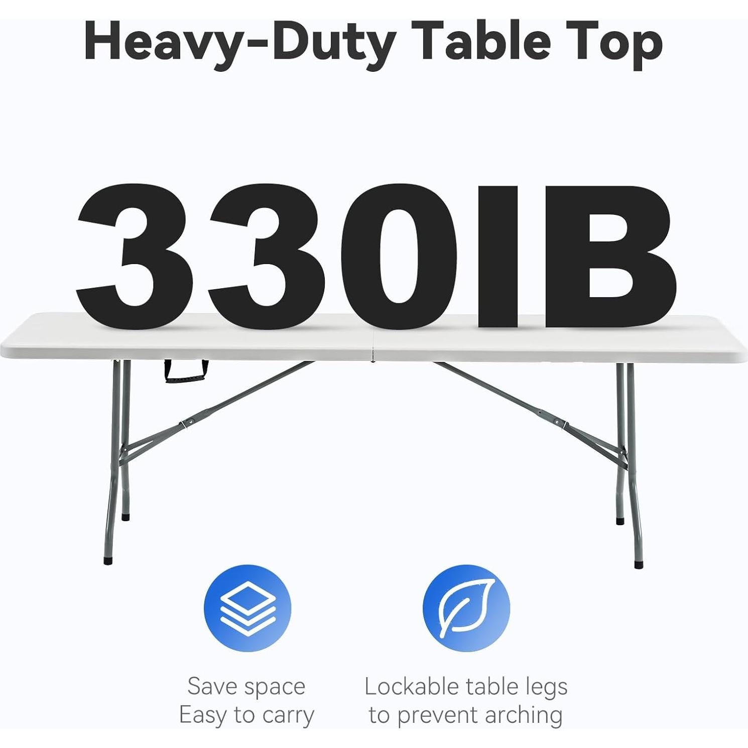 Mesa Plegable Nazhura 1.22m Blanca, Resistente y Portátil