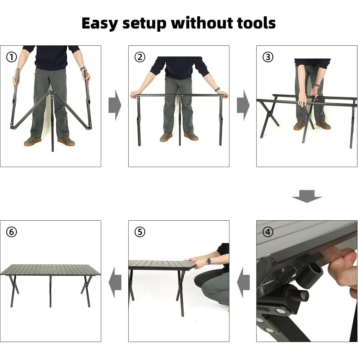 Mesa de Camping Plegable ROCK CLOUD 121.9x60.9 cm Grano de Madera