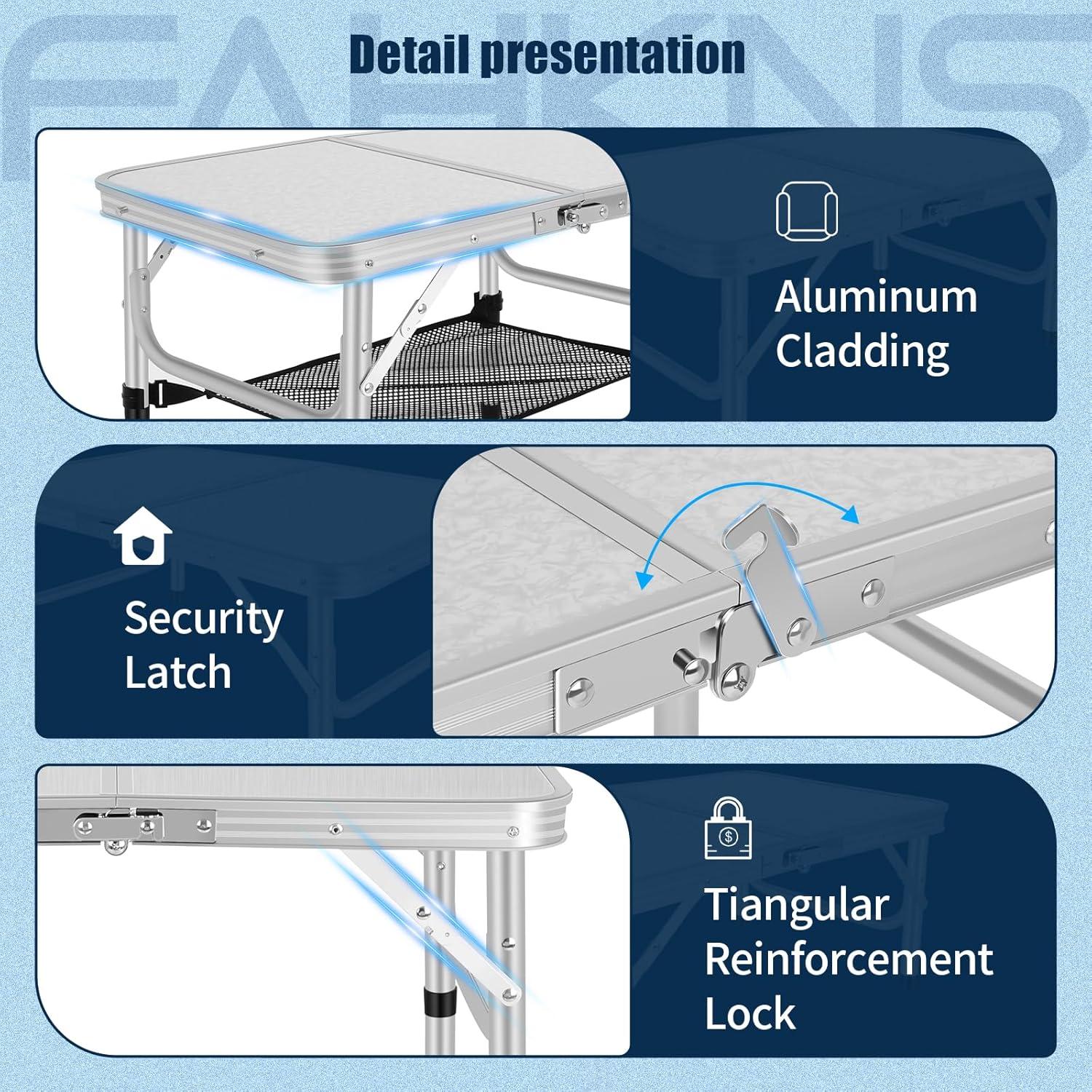 Mesa Plegable Portátil FAHKNS 3 Alturas Ajustables 60x40cm