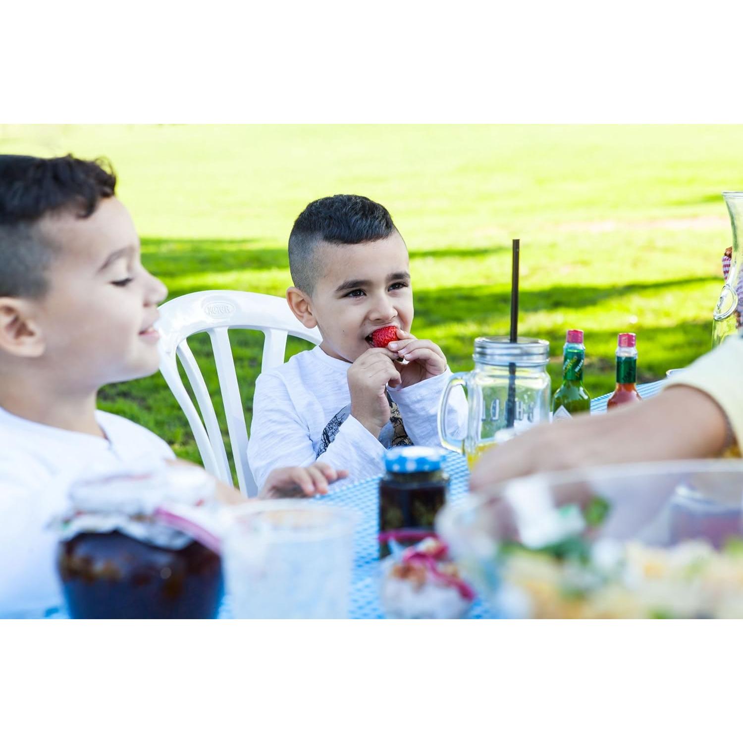 Picnic Table Cover Blue Checkered Elastic Table Cloth on The Corner for Folding Table 6ft 30"x72" Outdoor TableCloths Waterproof Stay Put Party Table Covers Plastic Tablecloth Birthday