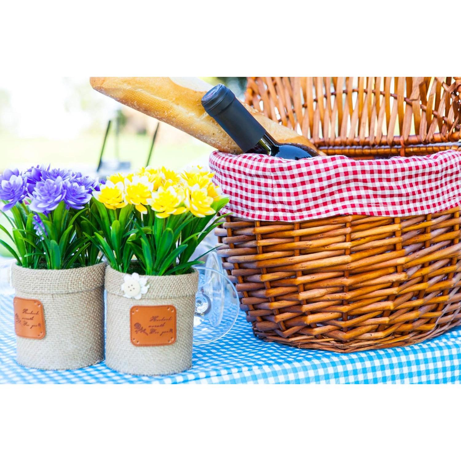 Picnic Table Cover Blue Checkered Elastic Table Cloth on The Corner for Folding Table 6ft 30"x72" Outdoor TableCloths Waterproof Stay Put Party Table Covers Plastic Tablecloth Birthday