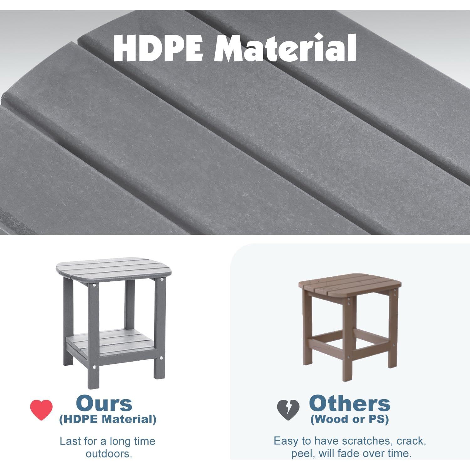 Mesa Lateral Exterior LOENIY HDPE 2 Niveles Gris 42 cm