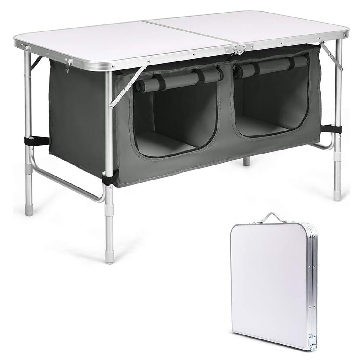 Mesa de Camping Plegable Goplus con Almacenamiento 71 cm