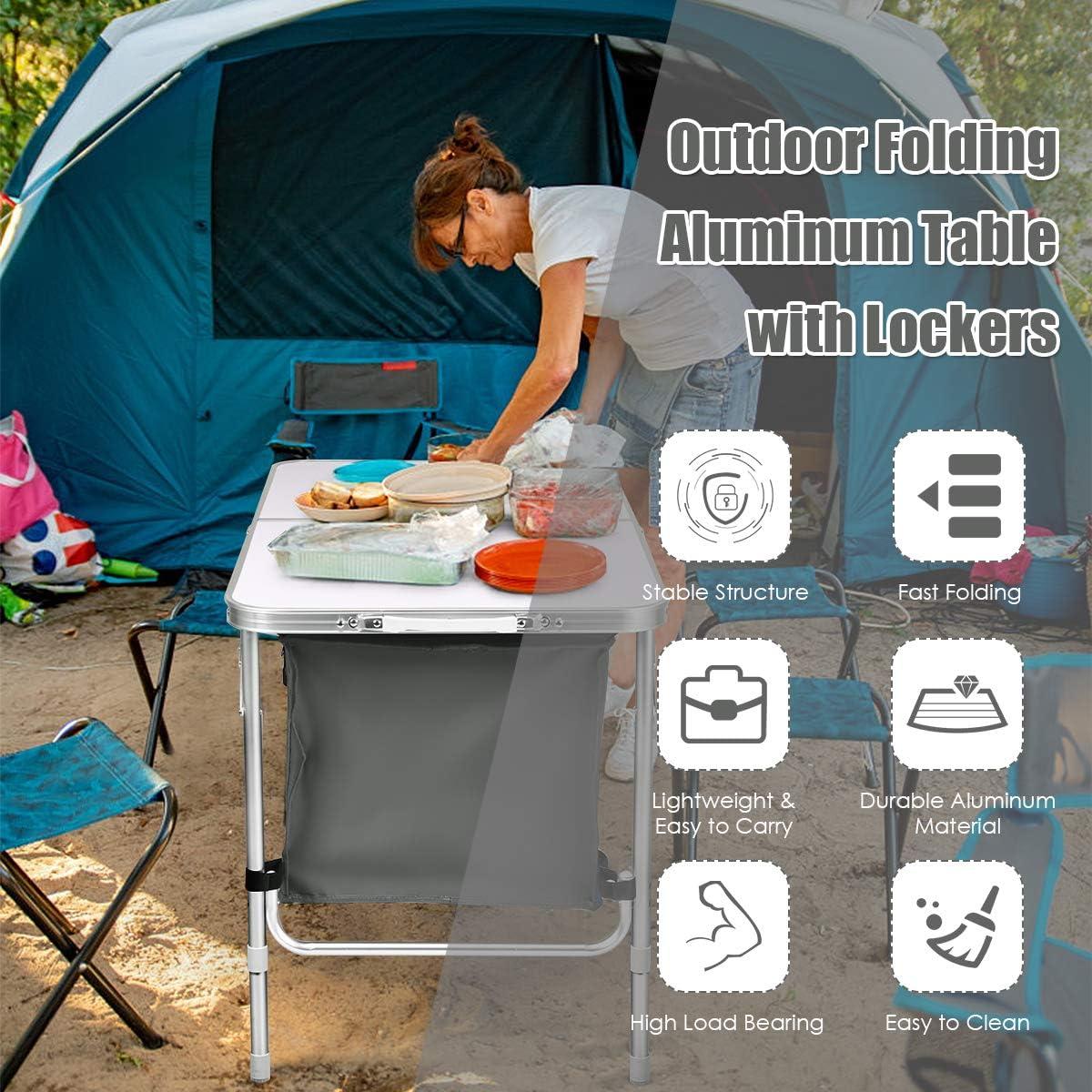 Mesa de Camping Plegable Goplus con Almacenamiento 71 cm