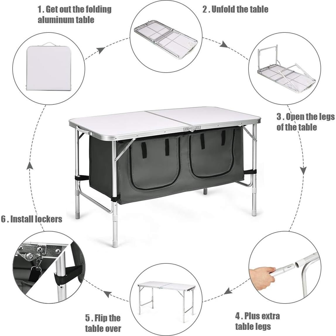 Mesa de Camping Plegable Goplus con Almacenamiento 71 cm