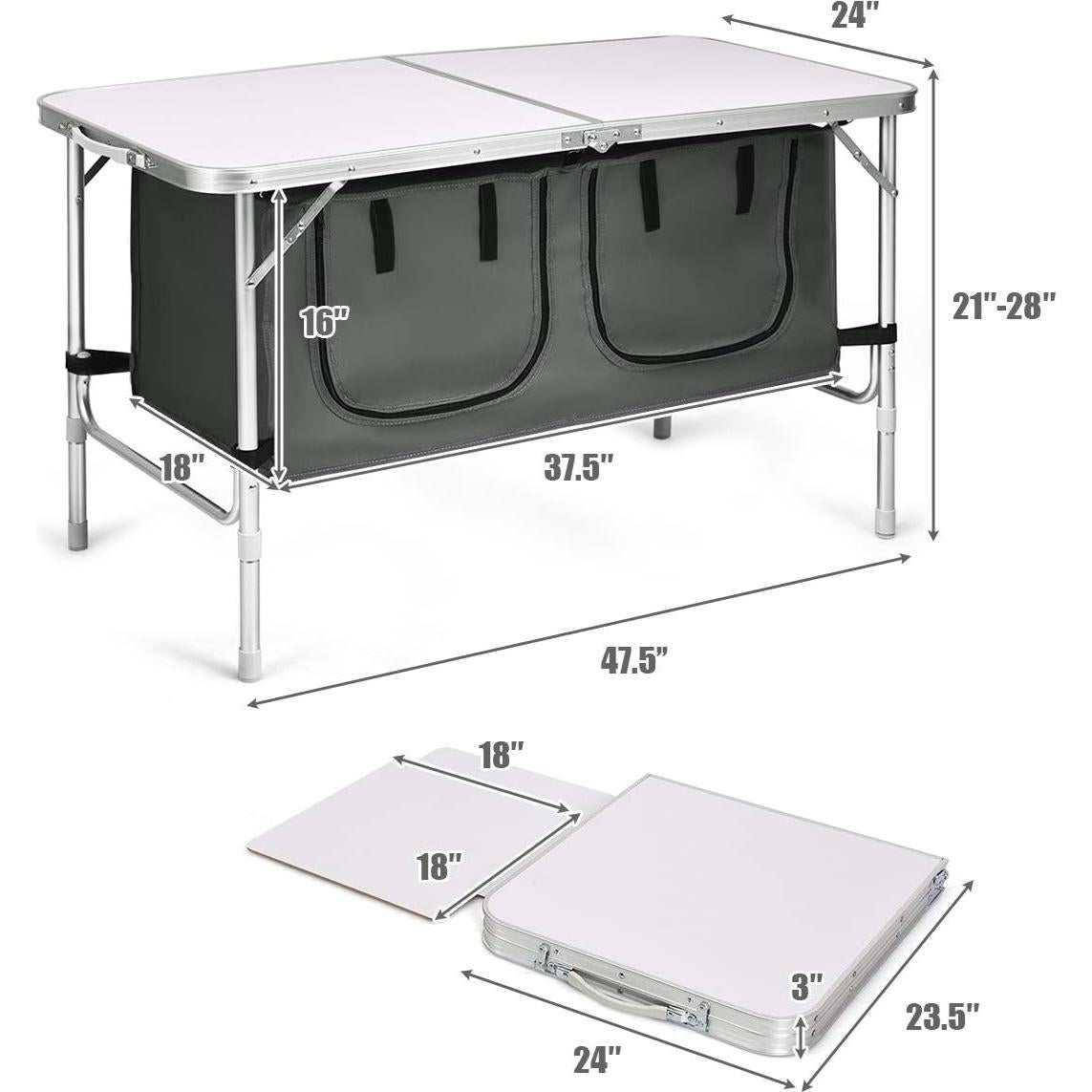 Mesa de Camping Plegable Goplus con Almacenamiento 71 cm