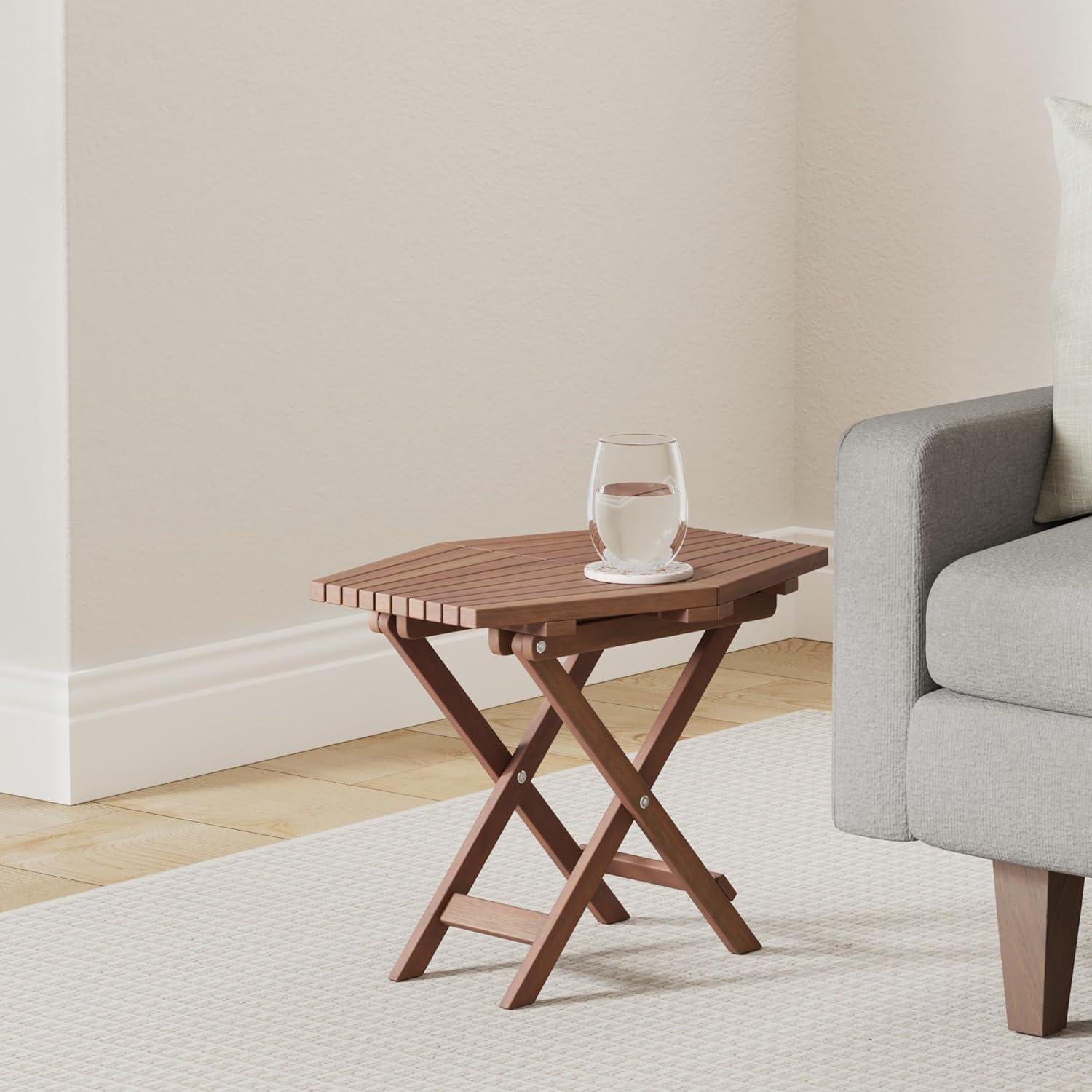 Mesa Plegable CleverMade Tamarack - Madera Acacia Canela