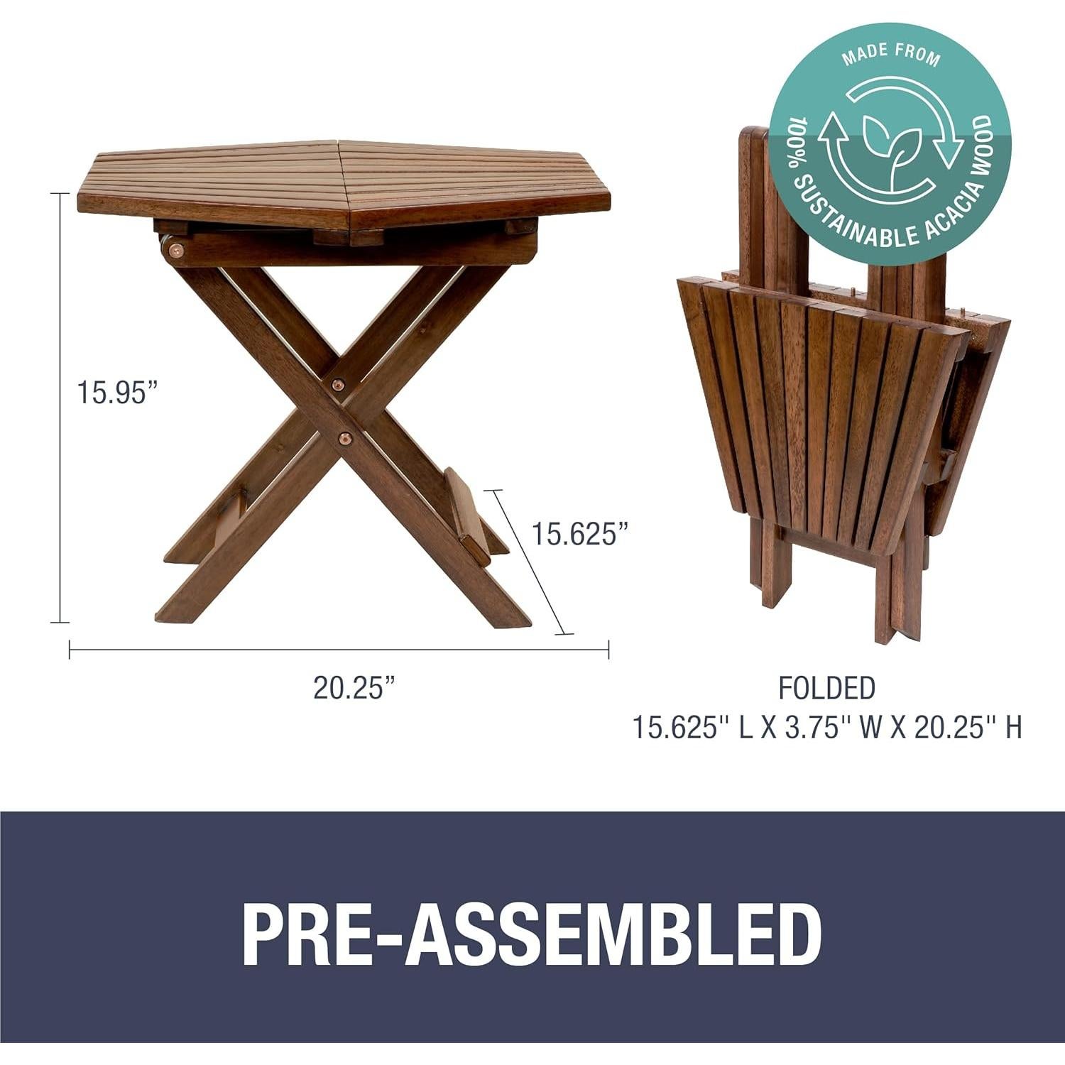 Mesa Plegable CleverMade Tamarack - Madera Acacia Canela