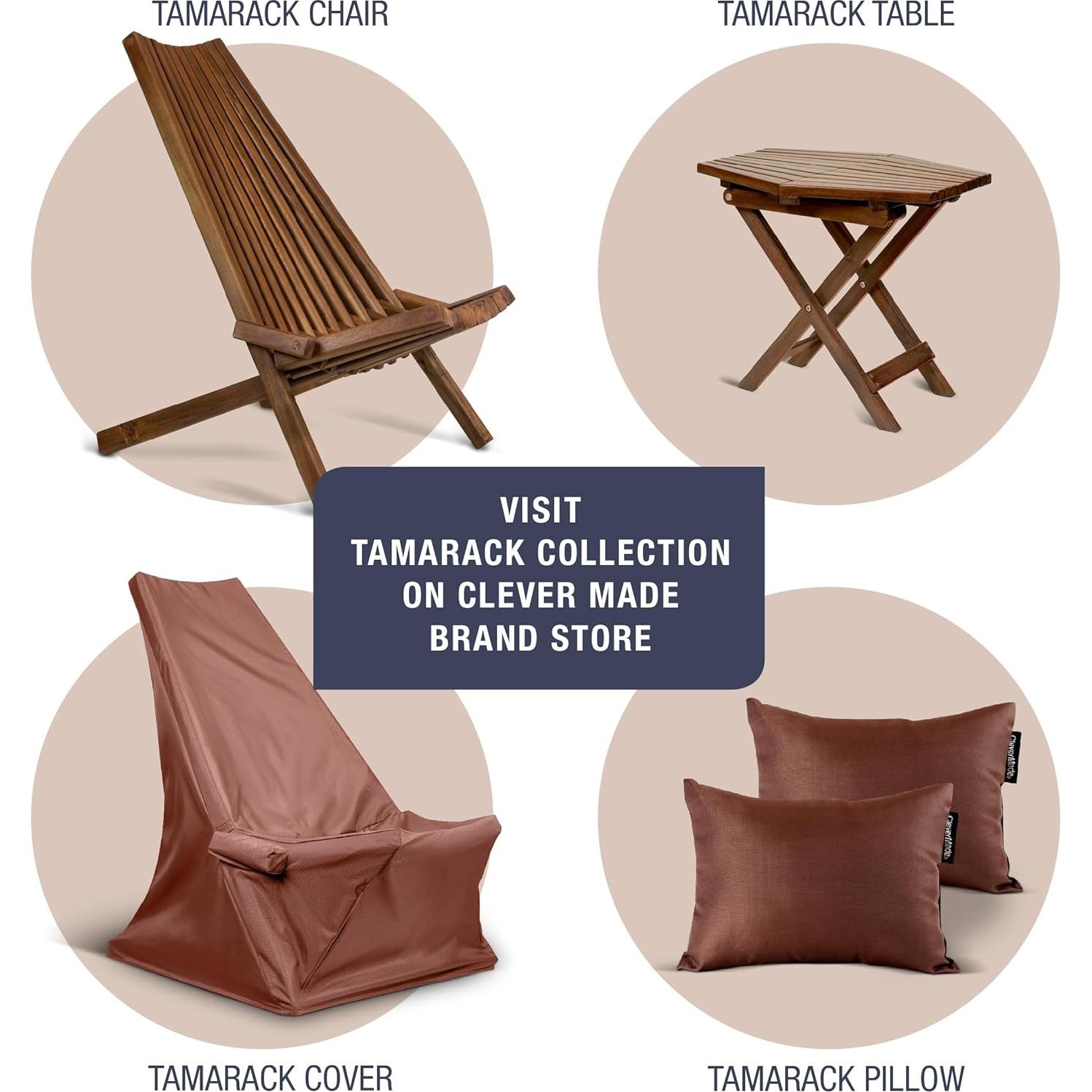 Mesa Plegable CleverMade Tamarack - Madera Acacia Canela