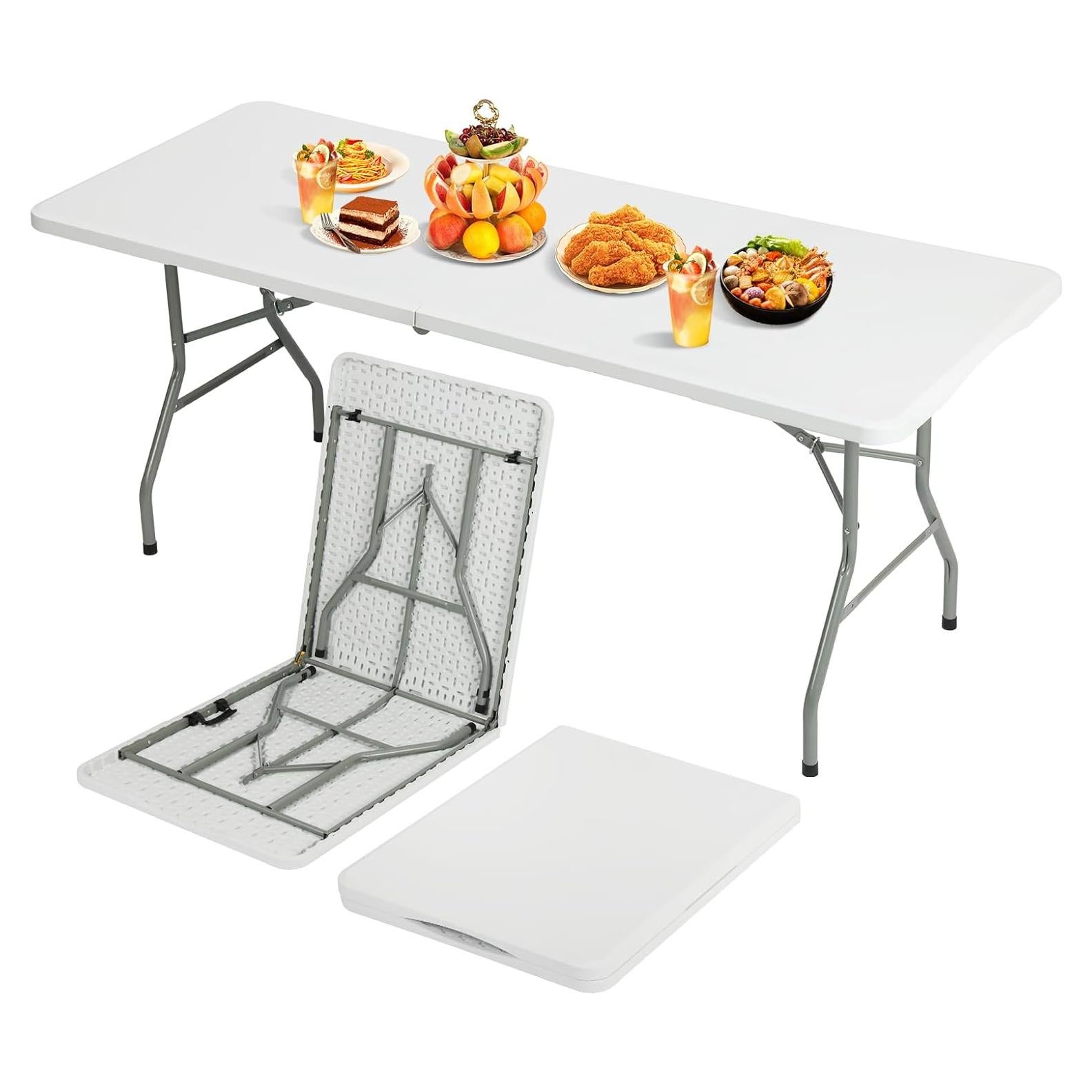 Mesa Plegable de Plástico SEALAMB 1.83 m Blanca para Camping